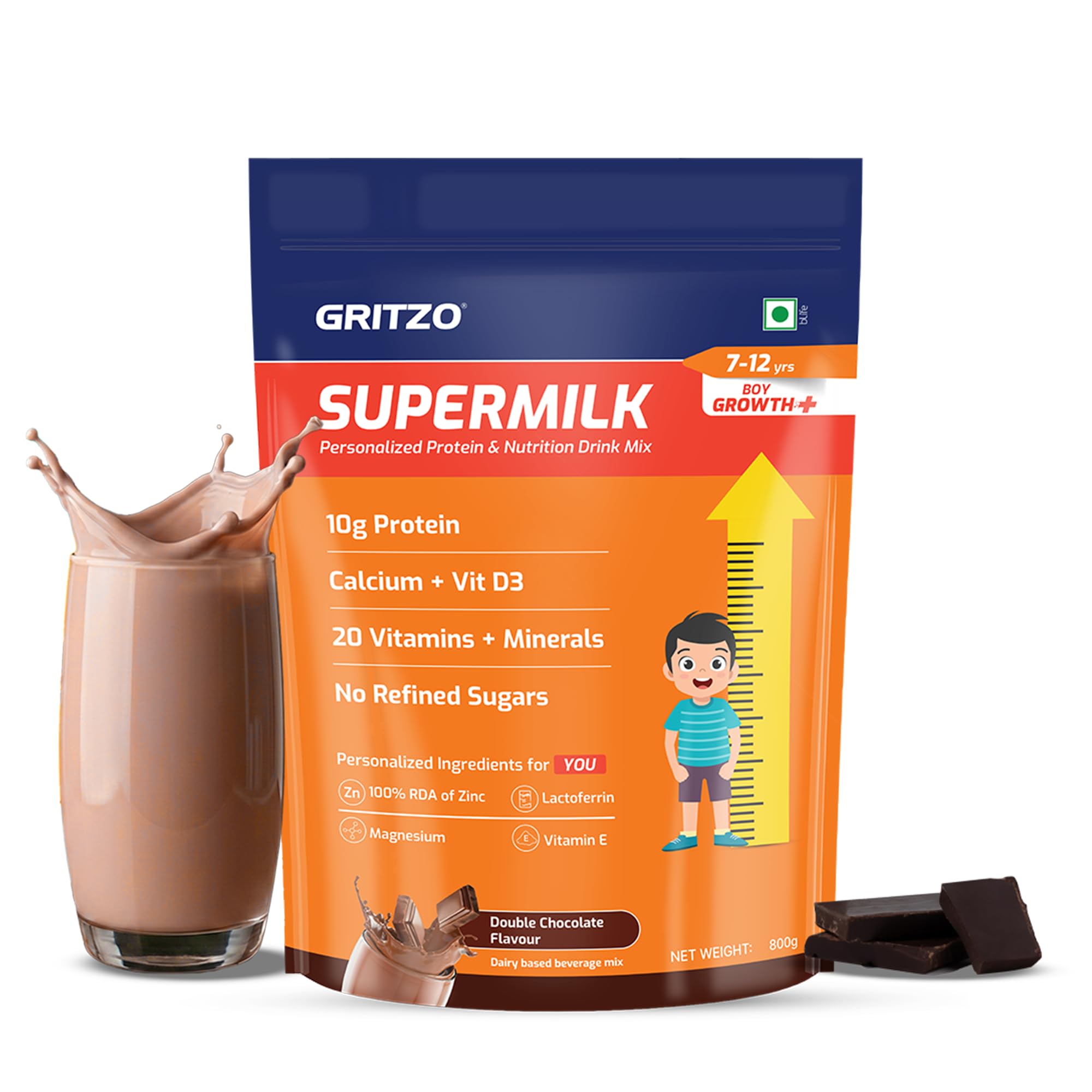 Gritzo SuperMilk Growth (7-12y Boy), Double Chocolate, 400g — Amazon image 13