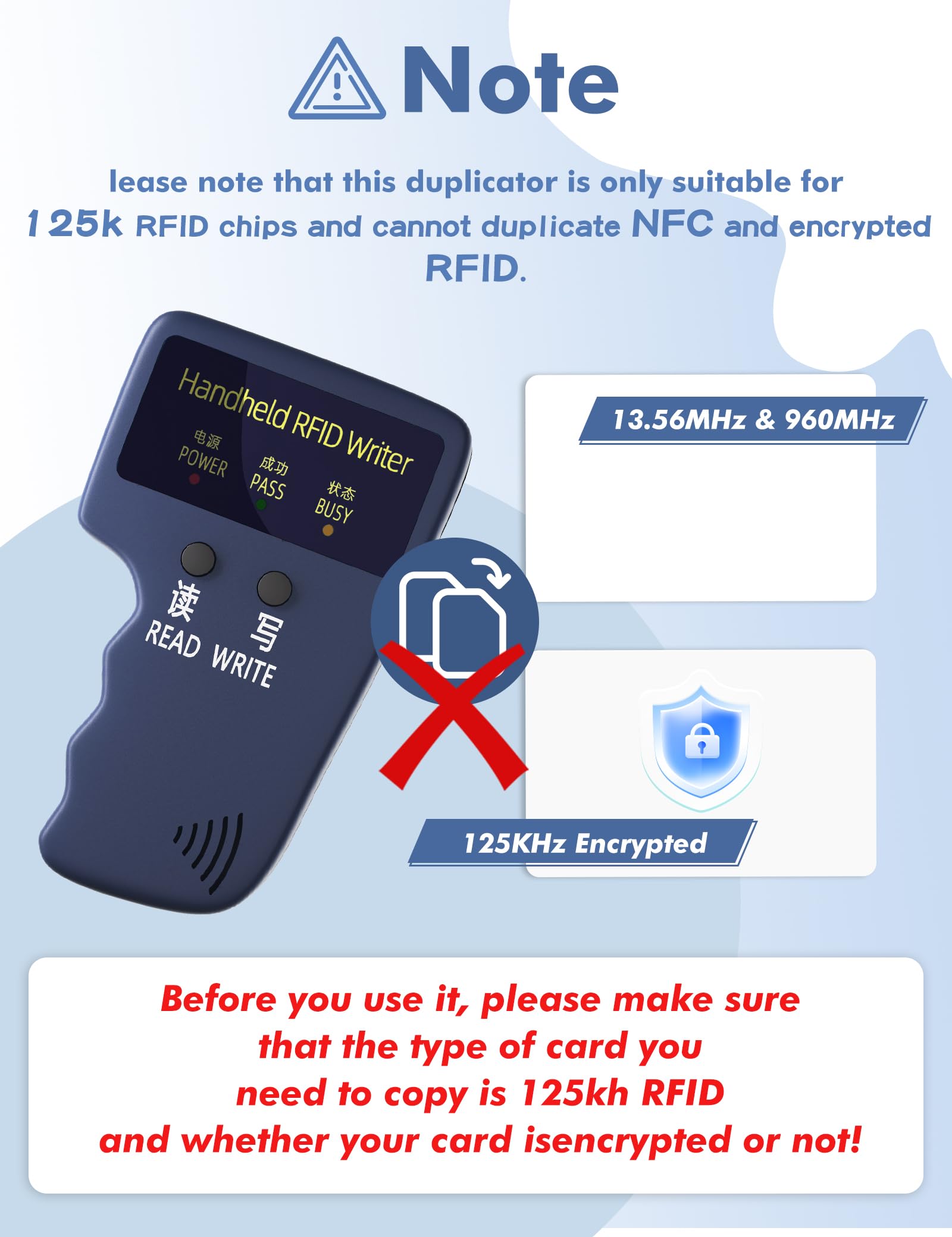 Copieur d'identification portable 125 kHz RFID lecteur graveur duplicateur RFID portable utilisé pour T5577 ou EM4305 6 cartes T5577+ 6 cartes T5577 (bleu-ZGAGFZ)