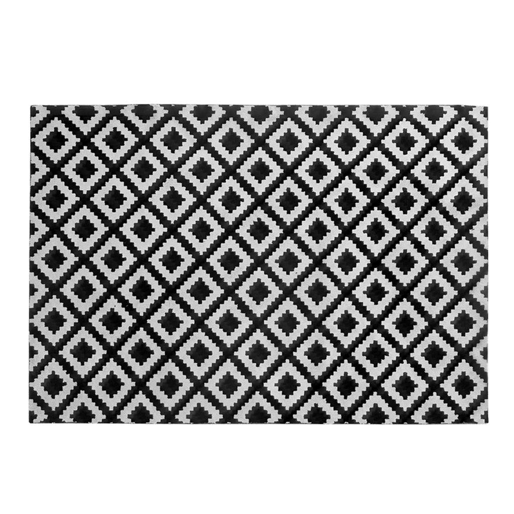 boloi Rugs Modern Black White Plaid Carpet Soft and Breathable Microfiber Rug Bedroom Living Room Cotton and Linen Anti-Slip Rugs Carpet (Size : 160x230cm)