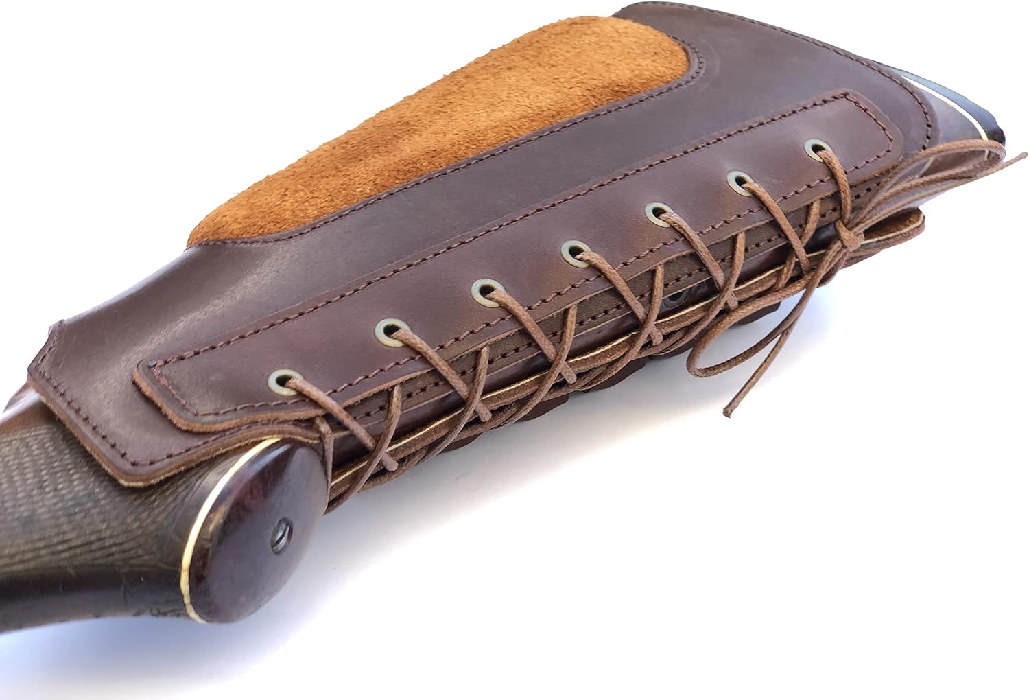 Leather Shotgun Shell Ammo Stright Buttstock Holder Carrier Cover Suede Padded Cheek Rest
