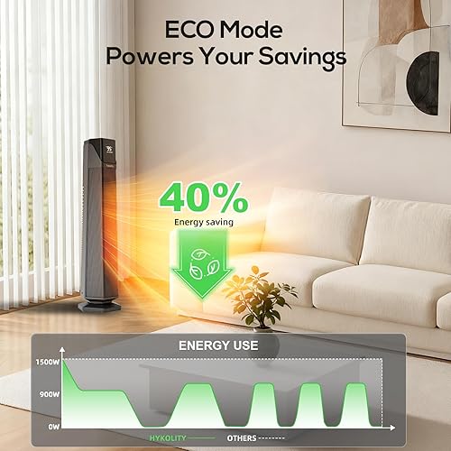 Miniatura 7 de Hykolity Calentador de espacio para habitación grande, calentadores eléctricos de 30 pulgadas para uso en interiores con termostato y control