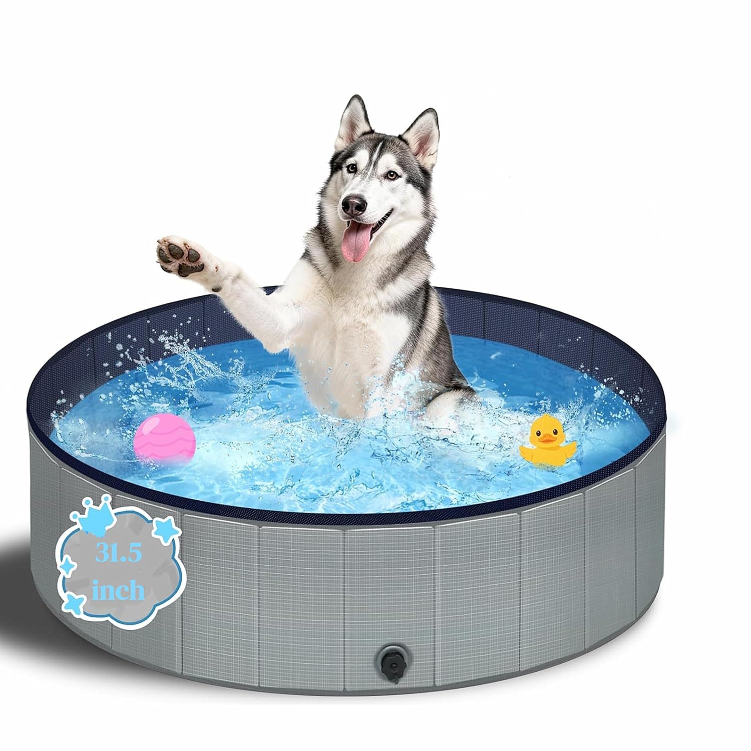 80 x 20 cm Pool für Hunde, faltbar, Pool für große und kleine Hunde, Pool für Tiere, Planschbecken für Hunde, faltbarer Pool aus PVC, Becken für Hunde (grau)