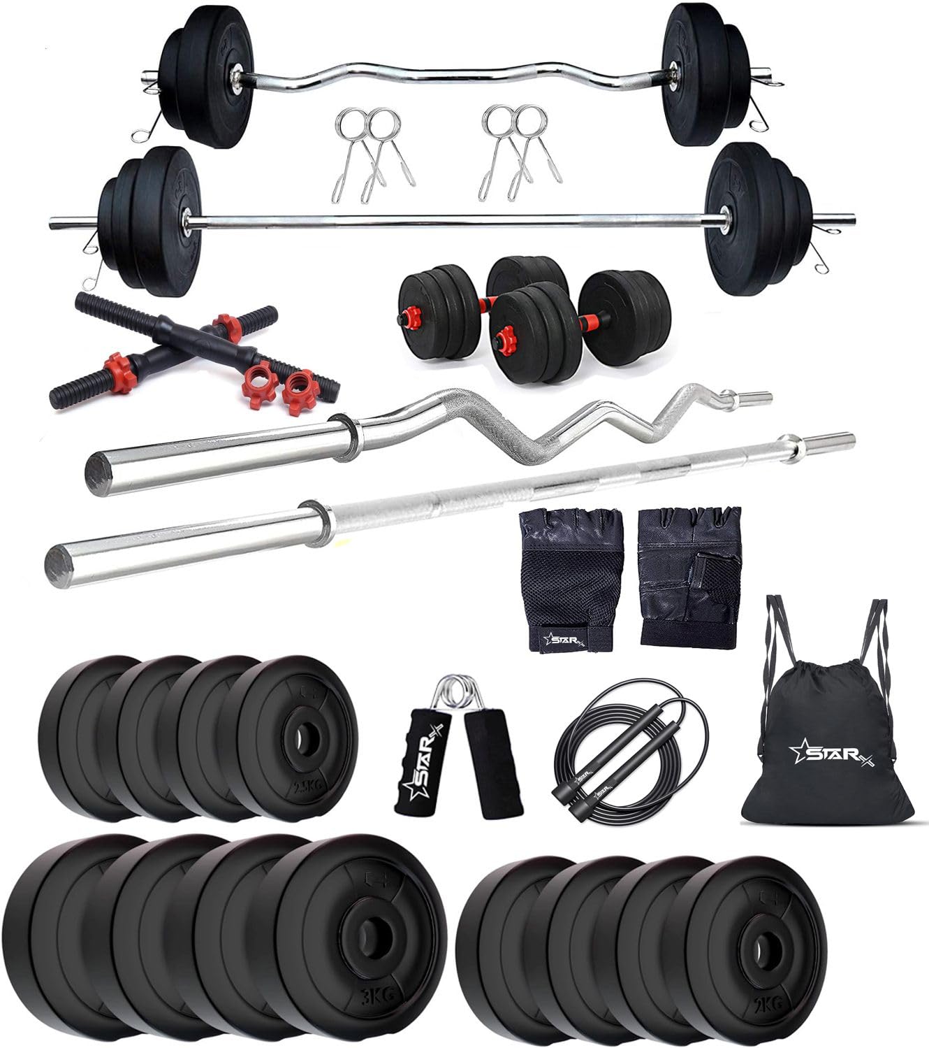 StarX PVC Weight 30 kg with 3Ft Curl Rod and 5Ft Straight Rod - Image 1