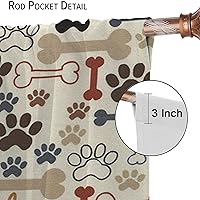 Vista 6 de Cortinas opacas con estampado de patas de perro, estampado de patas de perro y huesos, tratamiento de ventana, cortinas con aislamiento térmico