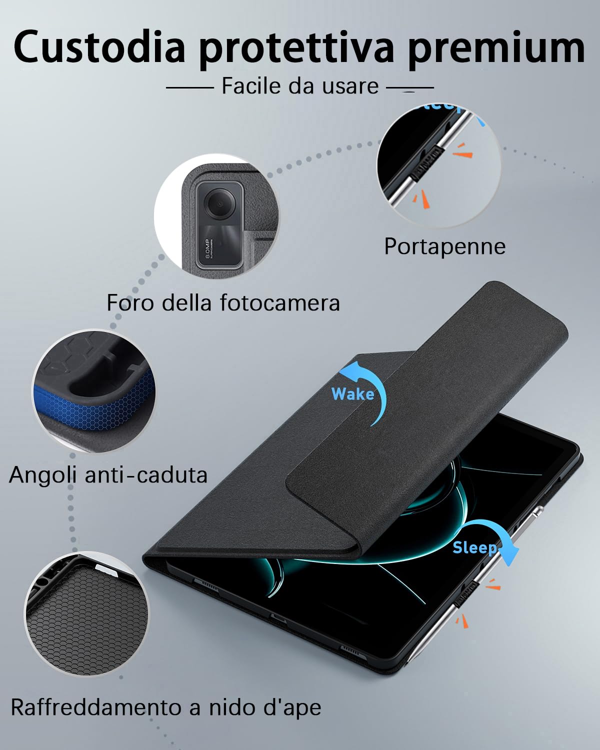 Per Xiaomi Redmi Pad SE (2023) /Xiaomi Redmi Pad 2 (2025) 11 Pollici Cover Custodia Protettivar Con Wireless Bluetooth Italiano (QWERTY) Tastiera Retroilluminati e Mouse Backlit Keyboard Case