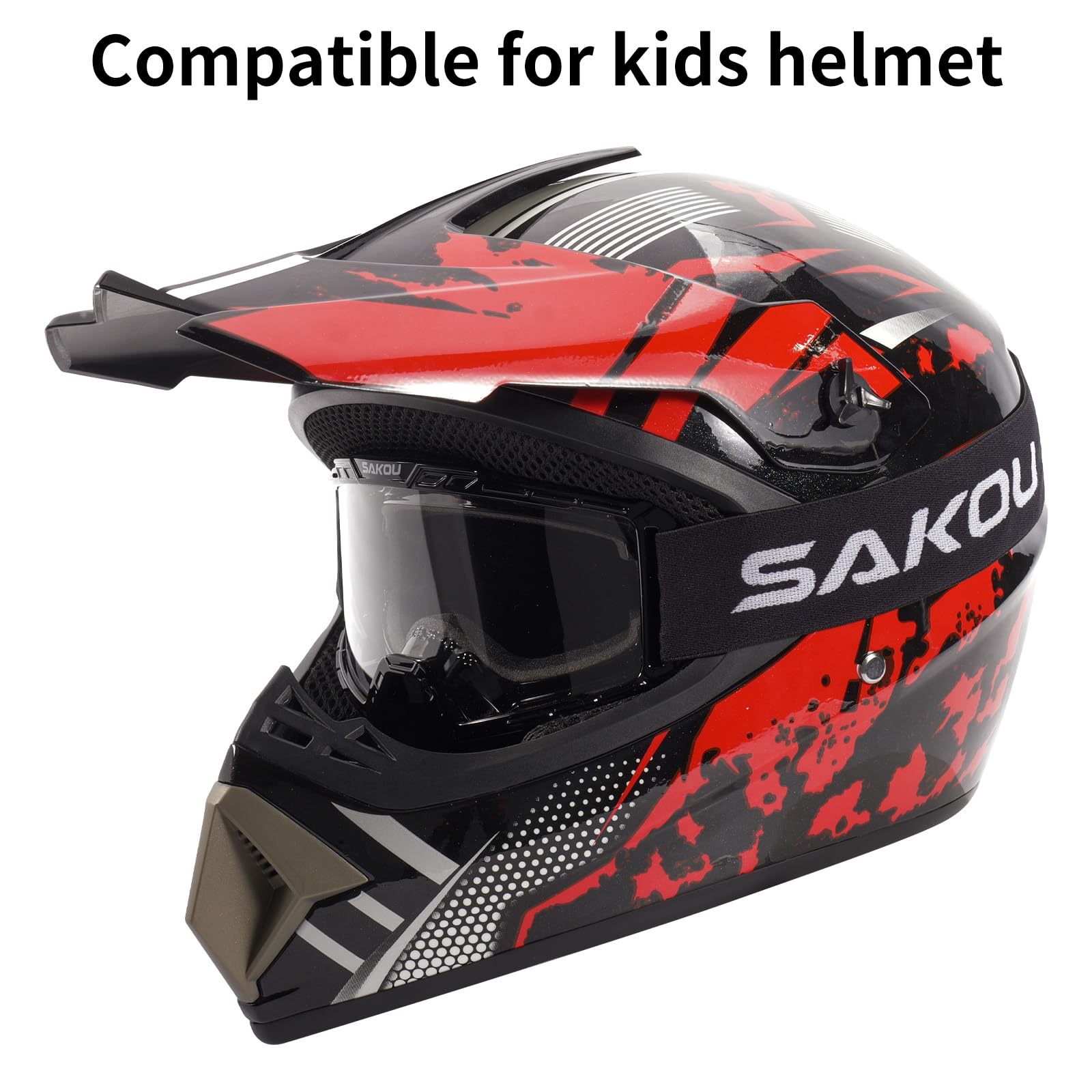 SAKOU Kinder Motorrad Motocross Cross Brille–Beschlagfrei, Stoßfest und mit 100% UV400-Schutz für Jungen und Mädchen im Alter von 3 bis 12 Jahre, ideal für Offroad, ATV und Dirtbike Einsätze