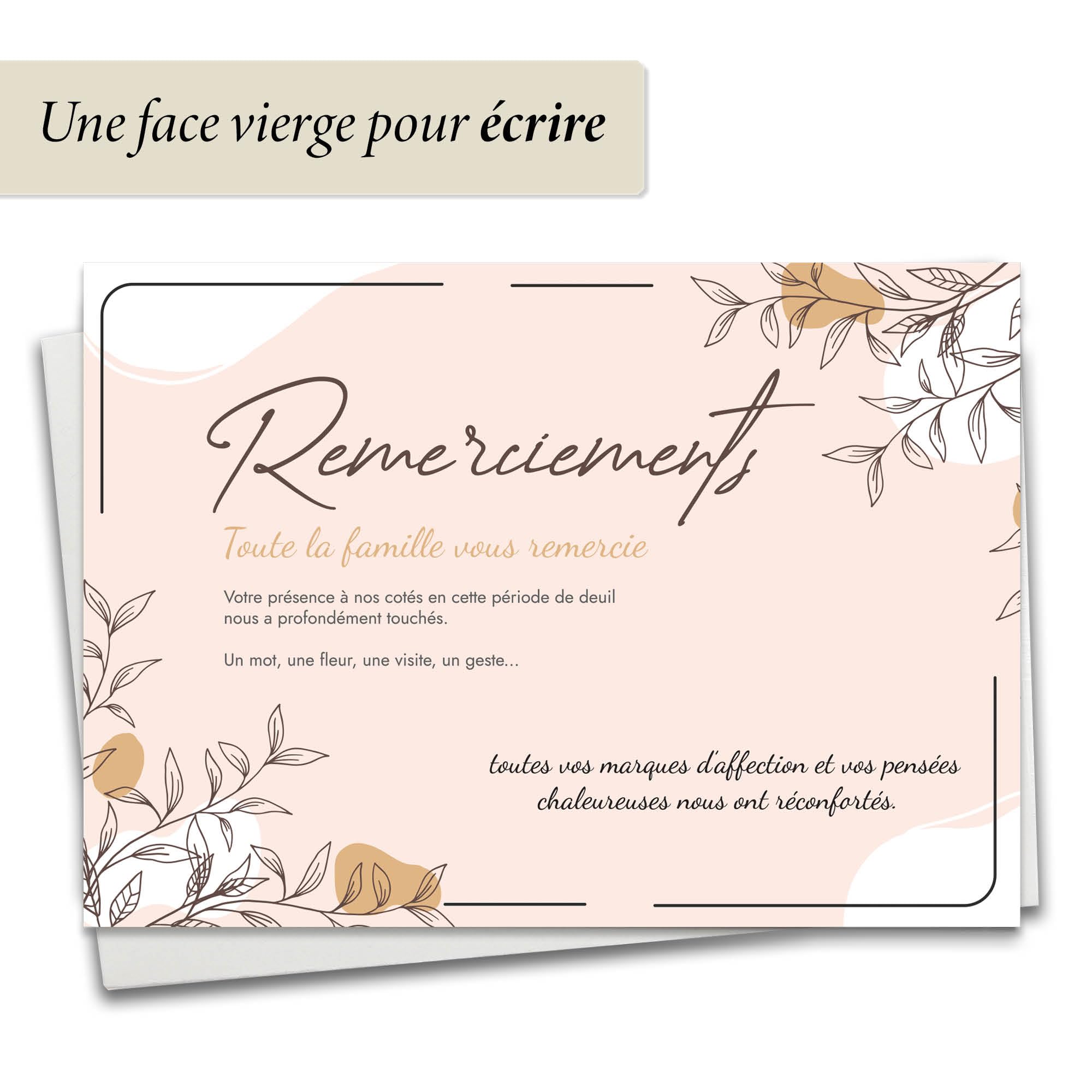 Cartes Remerciements Deuil - Lot de 25 Cartes + 25 Enveloppes | Cartes Condoléances Décès Obsèques ou Enterrement | Papier Mat 300g de Haute Qualité | Dos Vierge à Personnaliser | Format 14,8x10,5 cm
