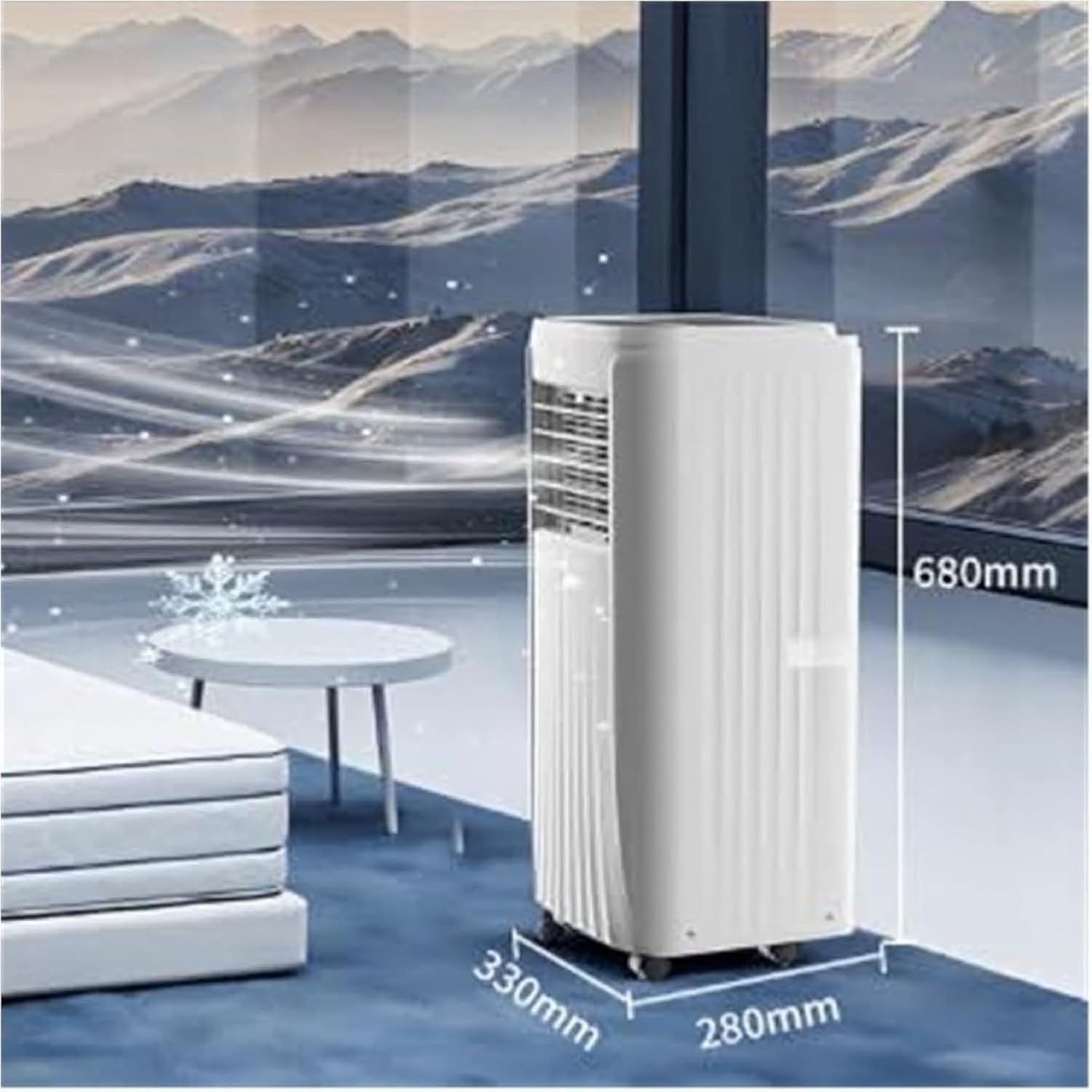 HURUMA Aire Acondicionado Portátil 3-en-1 9000 BTU Frío Deshumectador con Mando, Silencioso para Dormitorio Oficina, Eficiente para Habitaciones hasta 28m², Enchufe Ti, 9000btu, 9000BTU