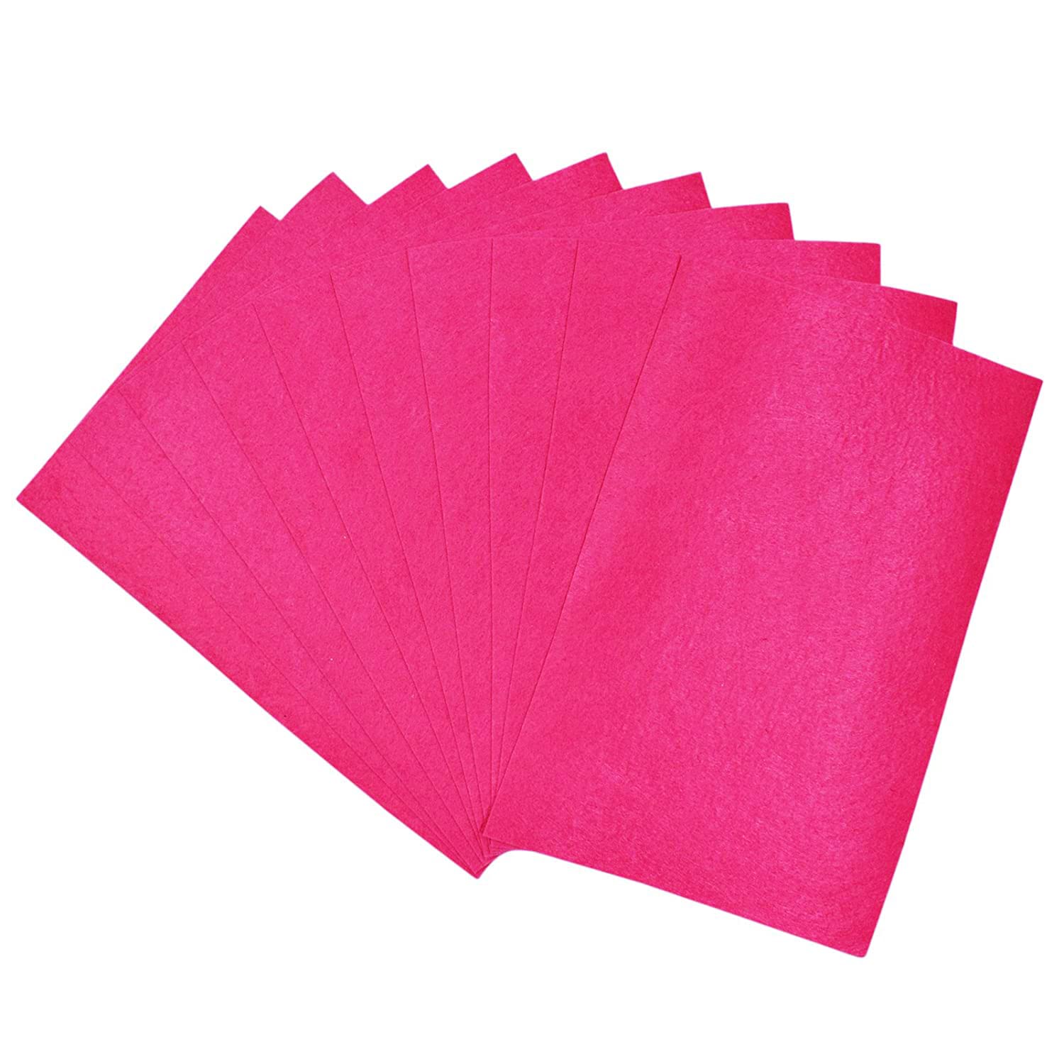Asian Hobby Crafts A4 Felt Sheet Pack of 10, Used for Scrapbooking, Craft Projects, Decorations: (Pink)
