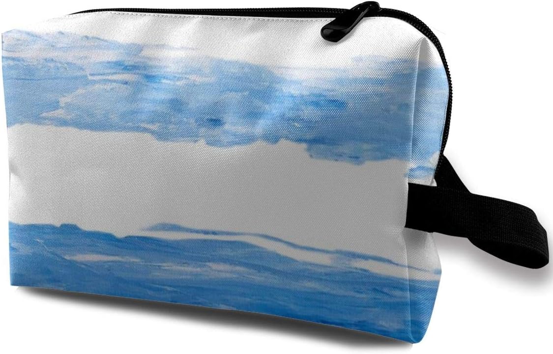 Beach Cottage Stripe Blueberry_188 Toiletry Bag Cosmetic Bag Portable Makeup Pouch Travel Hanging Organizer Bag for Women Girl 10x5x6.2 inch