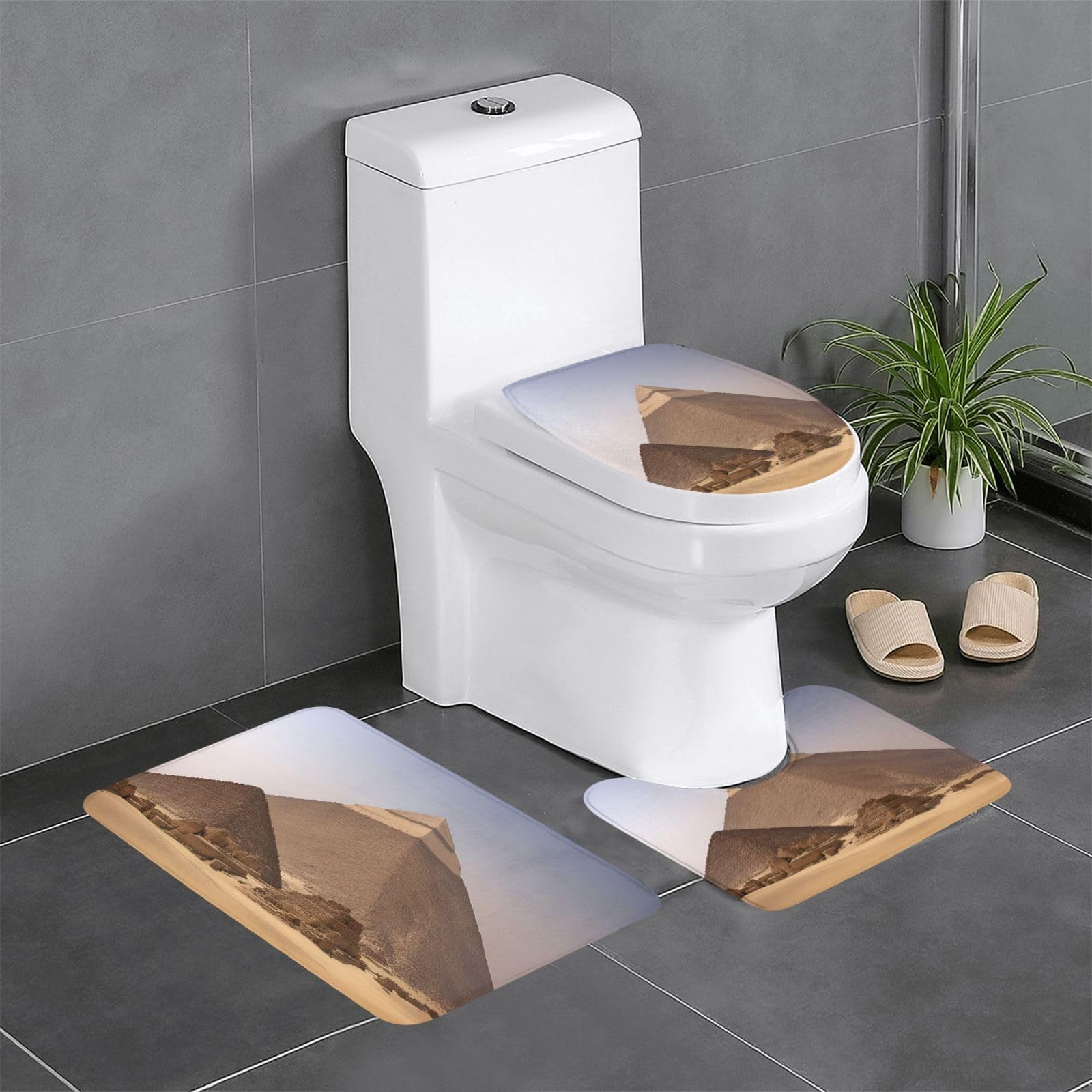 Paillasson Pyramides pour entrée et tapis de bain avec contour toilette