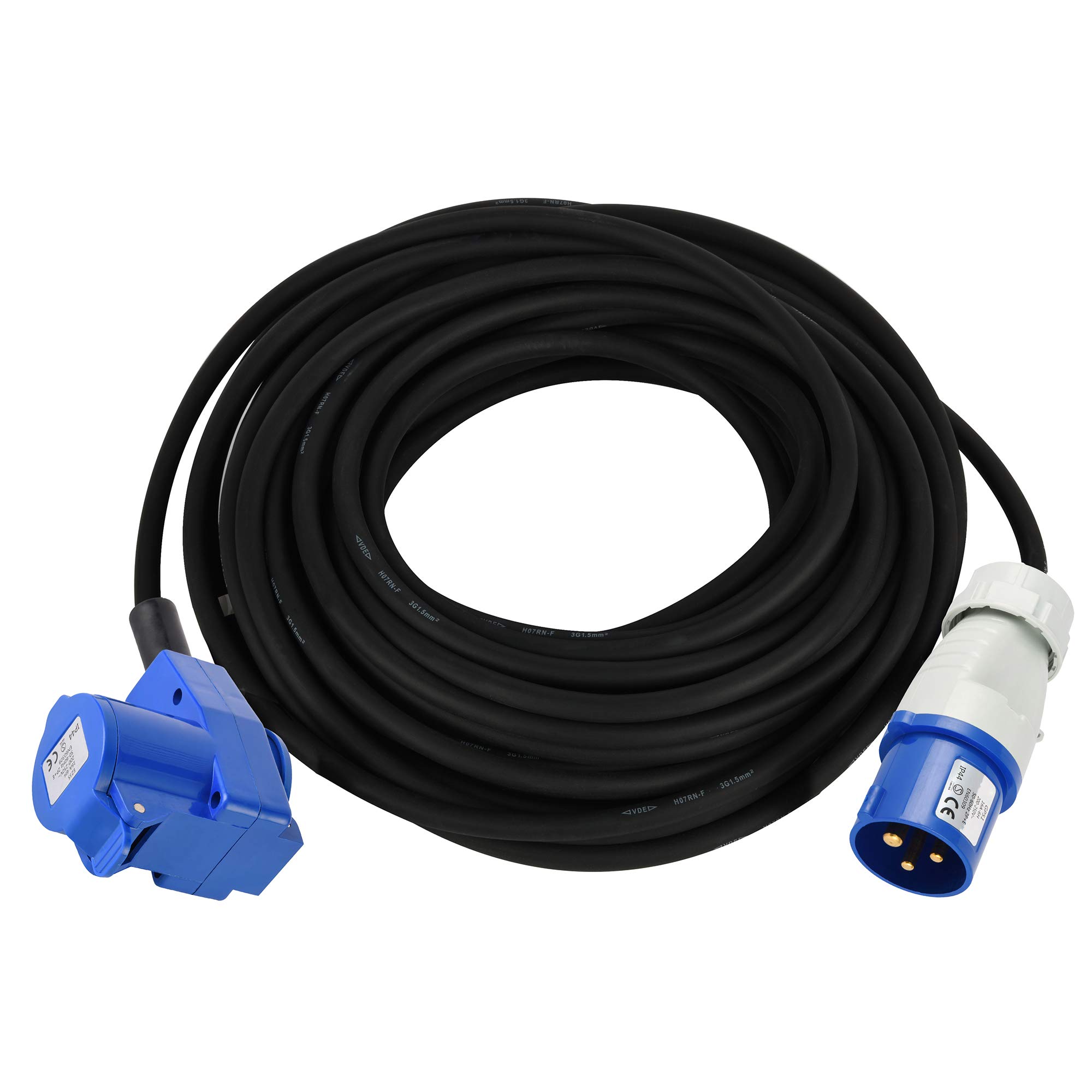 Electraline PRO-Line 49044 Avvolgicavo Professionale 40m Con 4 Prese Schuko IP44, Cavo Gomma H07RN-F 3G1.5 Mm², Nero - 3