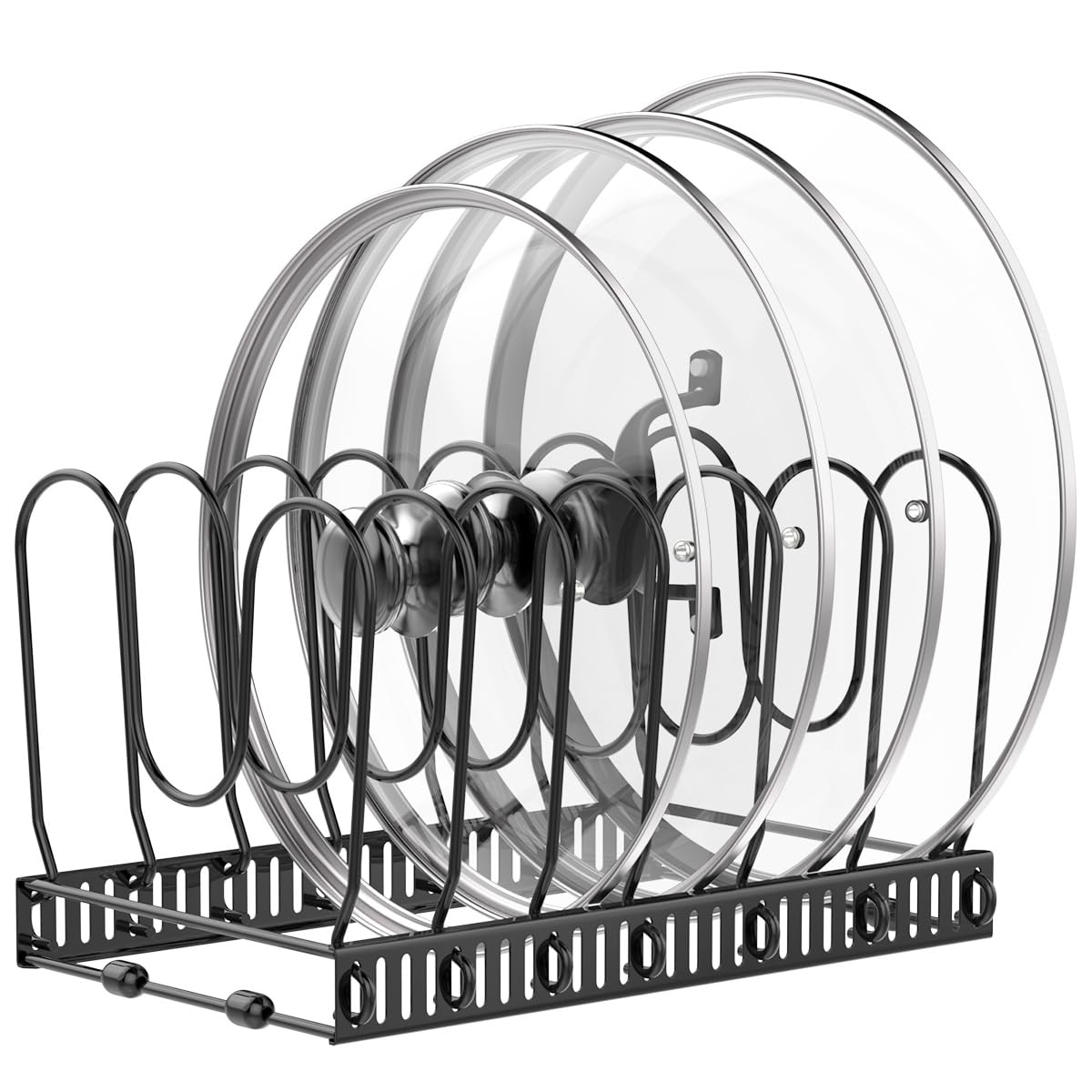 Housolution Pot and Pan Lid Organizer Holder Storage Rack, Black