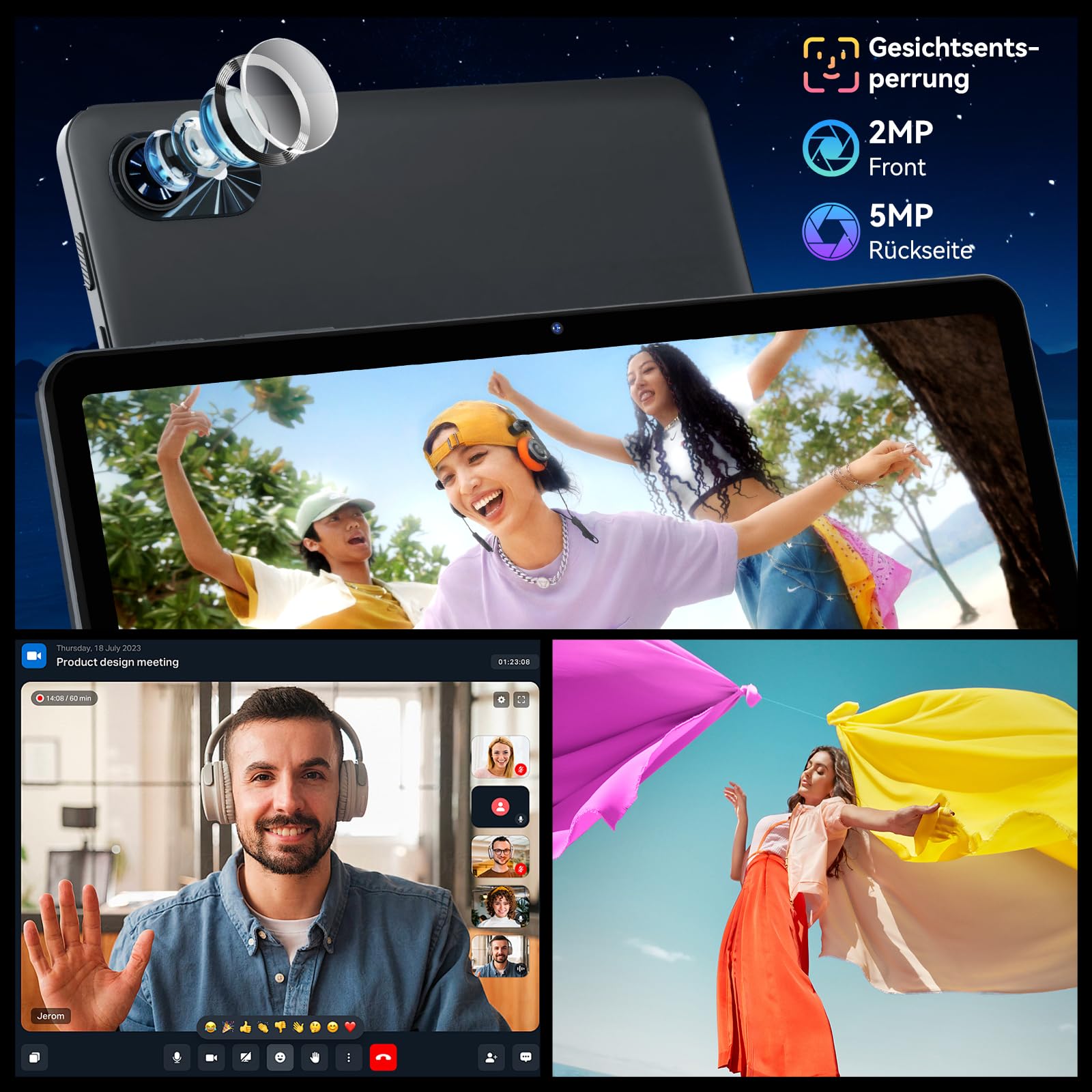 TABWEE 2026 Android Tablet 10 Zoll - 12GB RAM +128GB ROM (2TB TF) | Tablet für Senioren, Schüler & Kinder, 6000mAh, Gemini AI 3.5, Widevine L1, 5G WiFi