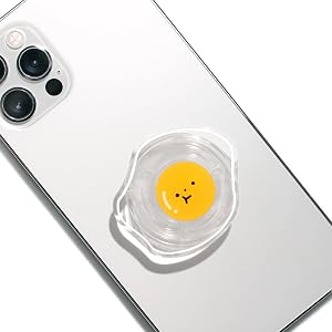 Cute Acrylic Animals Collapsible Expandable Multi Functional Mobile Phone Grip Stand Holder for Smartphone Tablet Cell Phone Accessory (Fried egg)