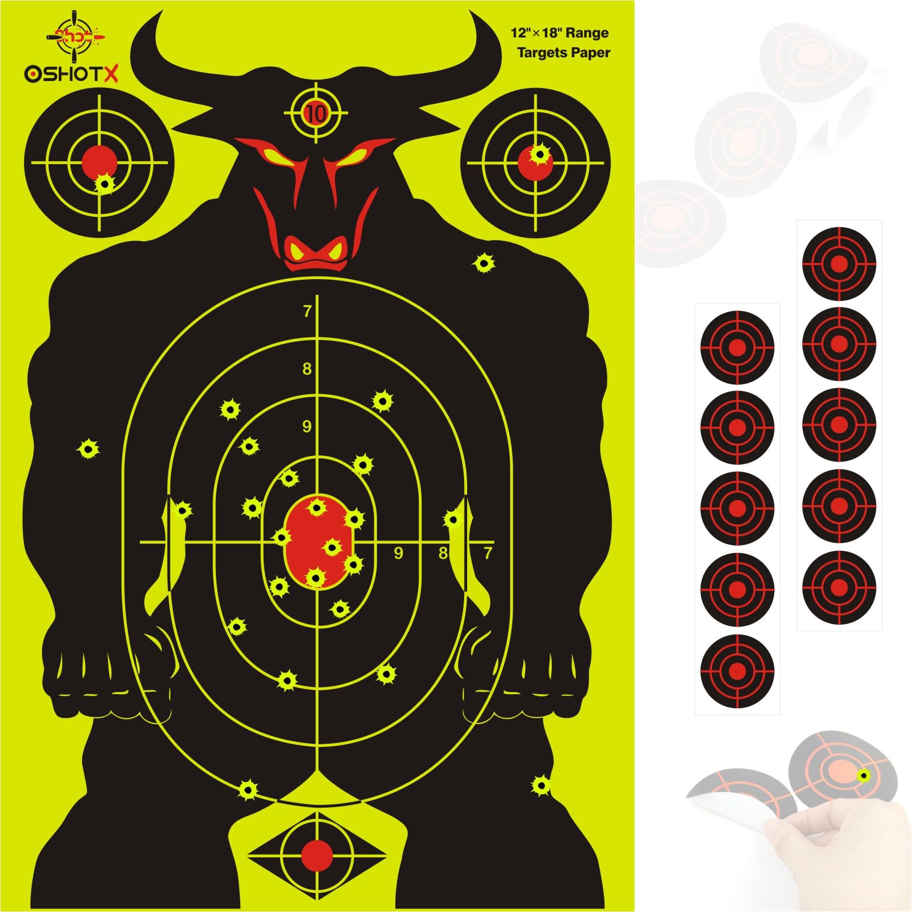 Shooting Reactive Targets - 12x18 inch Silhouette Splatter Target Paper for Hunting - Easily See Burst Bright Fluorescent Shooting Point (20 Pack)