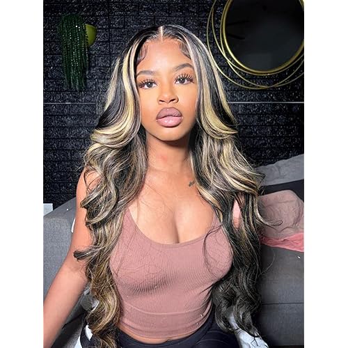 FB/27 Highlight Balayage Wig Human Hair 13x4 HD Lace Front Wigs Body Wave 1B/27 Ash Blonde Omber Glueless Wig Pre Plucked With Baby Hair 180% Density 24 Inch