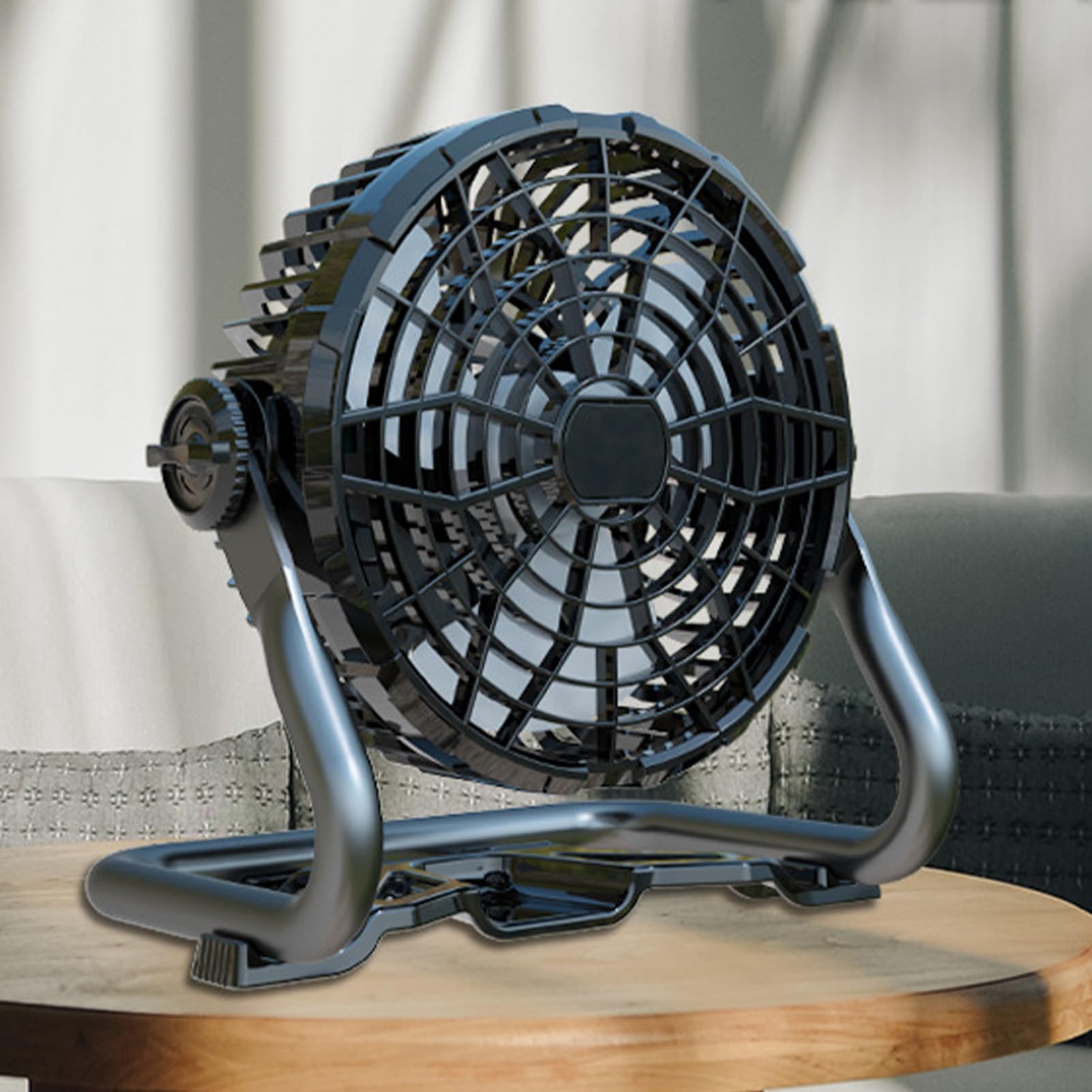 Viento fuerte silencioso, ventilador recargable, motor sin escobillas, carga USB, ventilador portátil con banco de energía integrado para tienda de campaña al aire