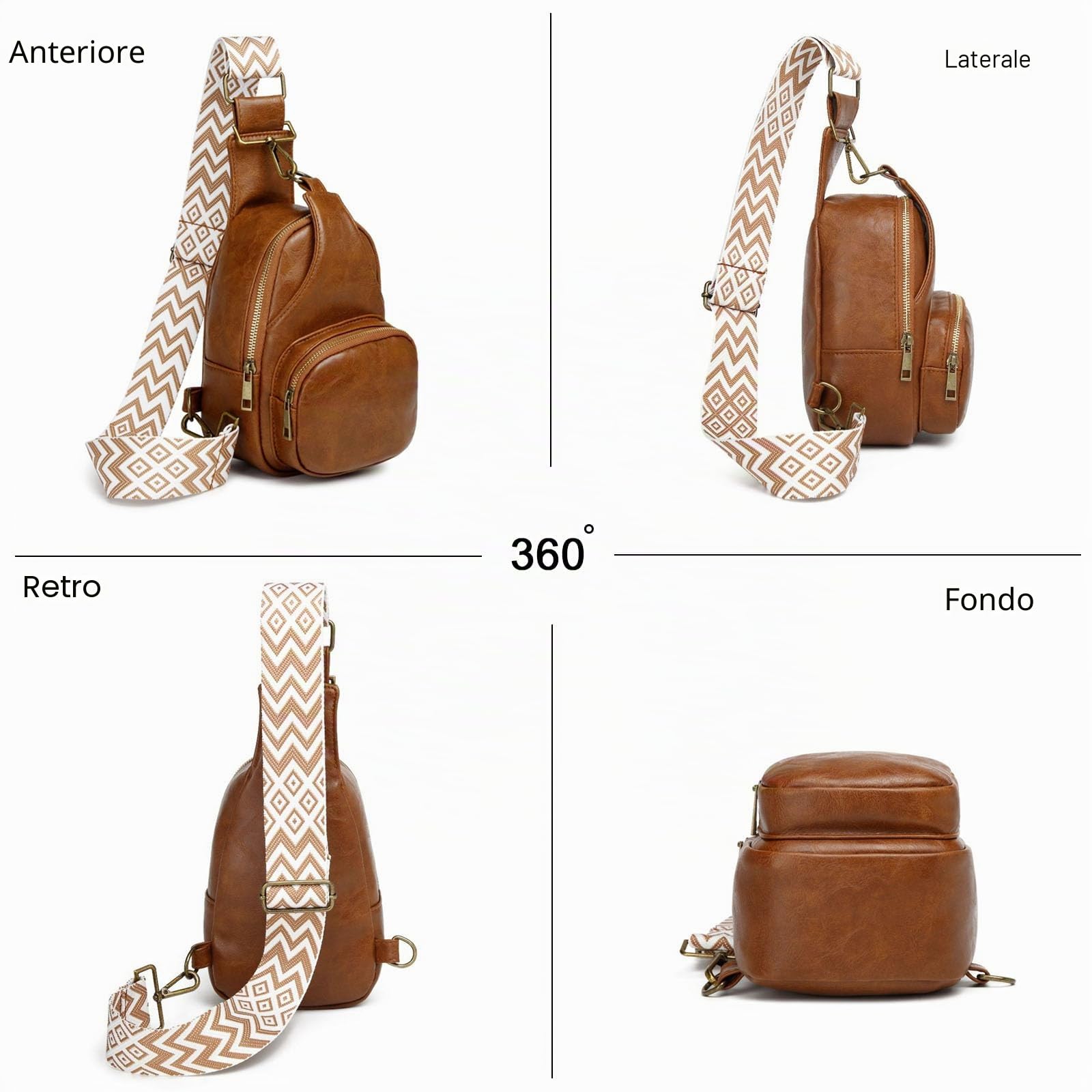FANDARE Donna Zaino Monospalla Borsa a Tracolla da Palestra Con Tracolla Larga Regolabile - Elegante Borsa a Spalla in Pelle PU - Pochette Telefono Borsello Crossbody per Viaggio - Giallo