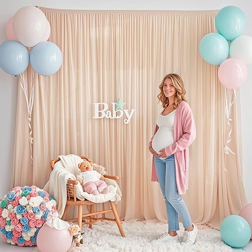 Miniatura 10 de Terracotta Sheer Curtains Chiffon Backdrop Curtain Wedding Drapes Rustic Arch Decorations Voile Window Curtain 29x120 Inch 2 Panels Semi Sheer