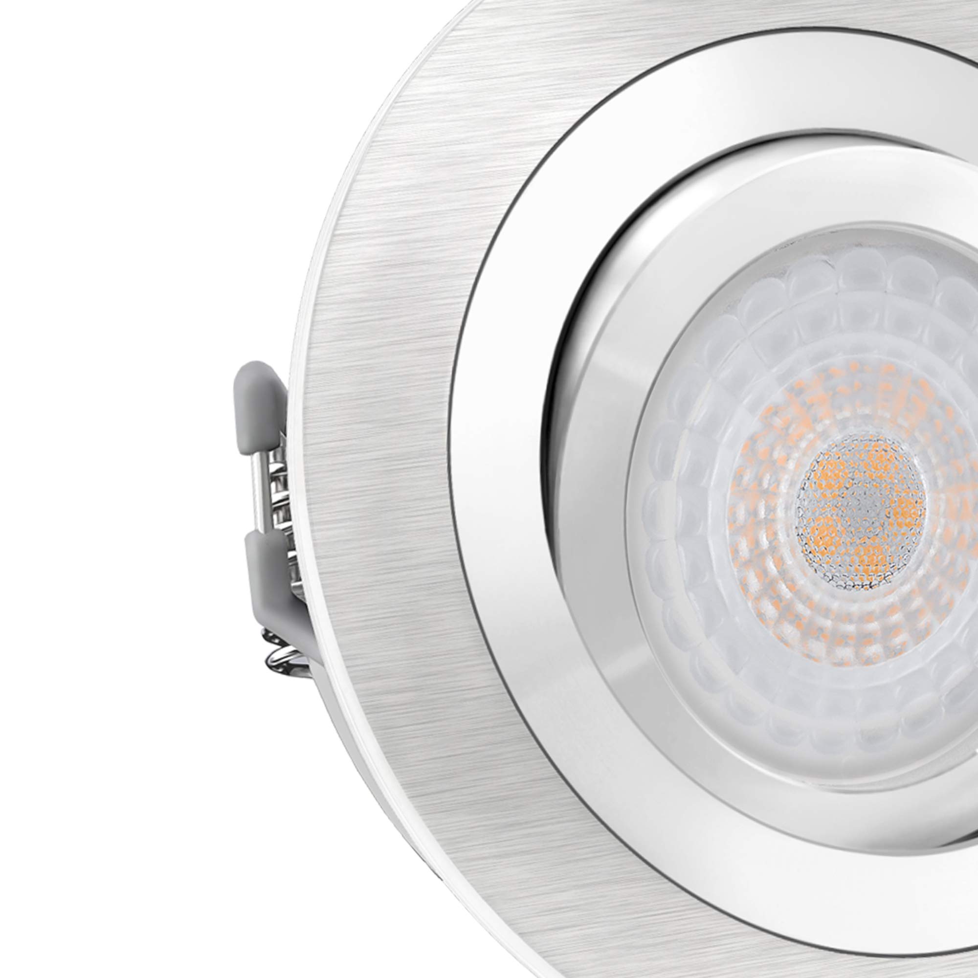 SSC-LUXon RF-2 Einbauleuchte LED flach Set Dimmen ohne Dimmer fourSTEP 4W neutralweiß - 6x Einbaustrahler Alu 230V schwenkbar