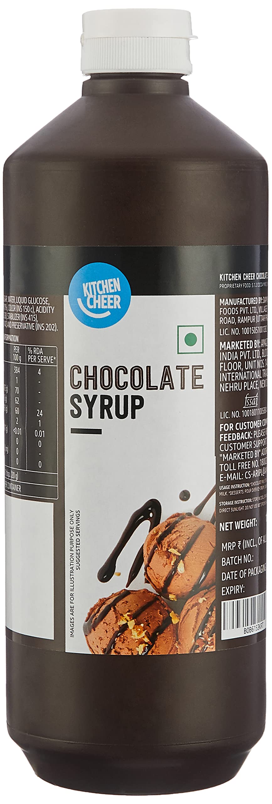 See full amazon price history chart for Amazon Brand - Kitchen Cheer Chocolate Syrup | 1.3 kg | Rich Chocolate Flavour, Creamy Texture, No Malt Extract Amazon Brand - Kitchen Cheer Chocolate Syrup | 1.3 kg | Rich Chocolate Flavour, Creamy Texture, No Malt Extract (B0B61S3KRT) Amazon Price History, Amazon Price Tracker