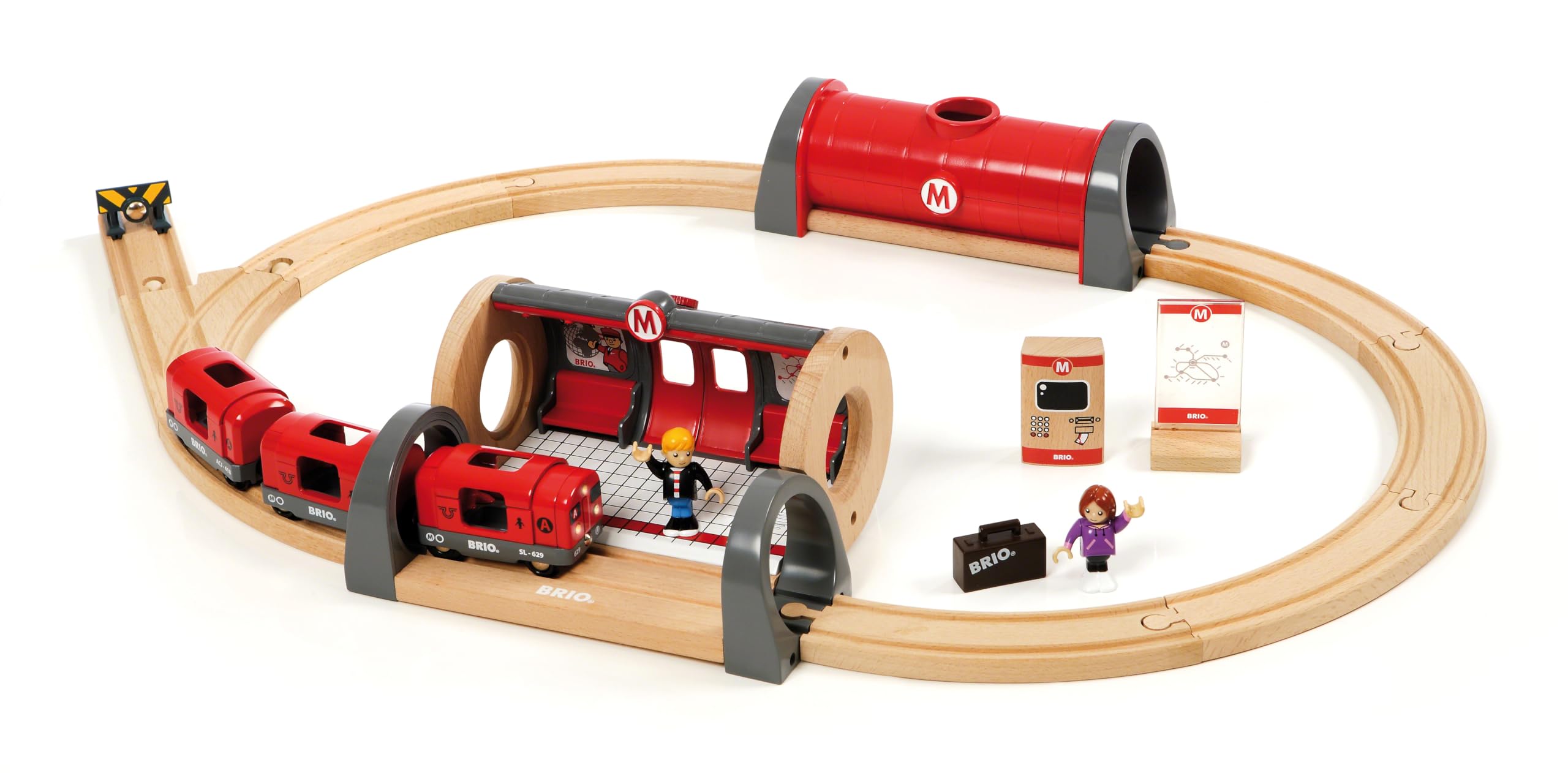 BRIO World - Set Metropolitana, Set Costruzioni Trenino in Legno da 20 Pezzi, Giocattolo per Bambino e Bambina 3+ Anni