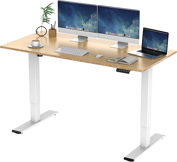 FLEXISPOT Bamboo Standing Desk Electric Office Desk Height Adjustable