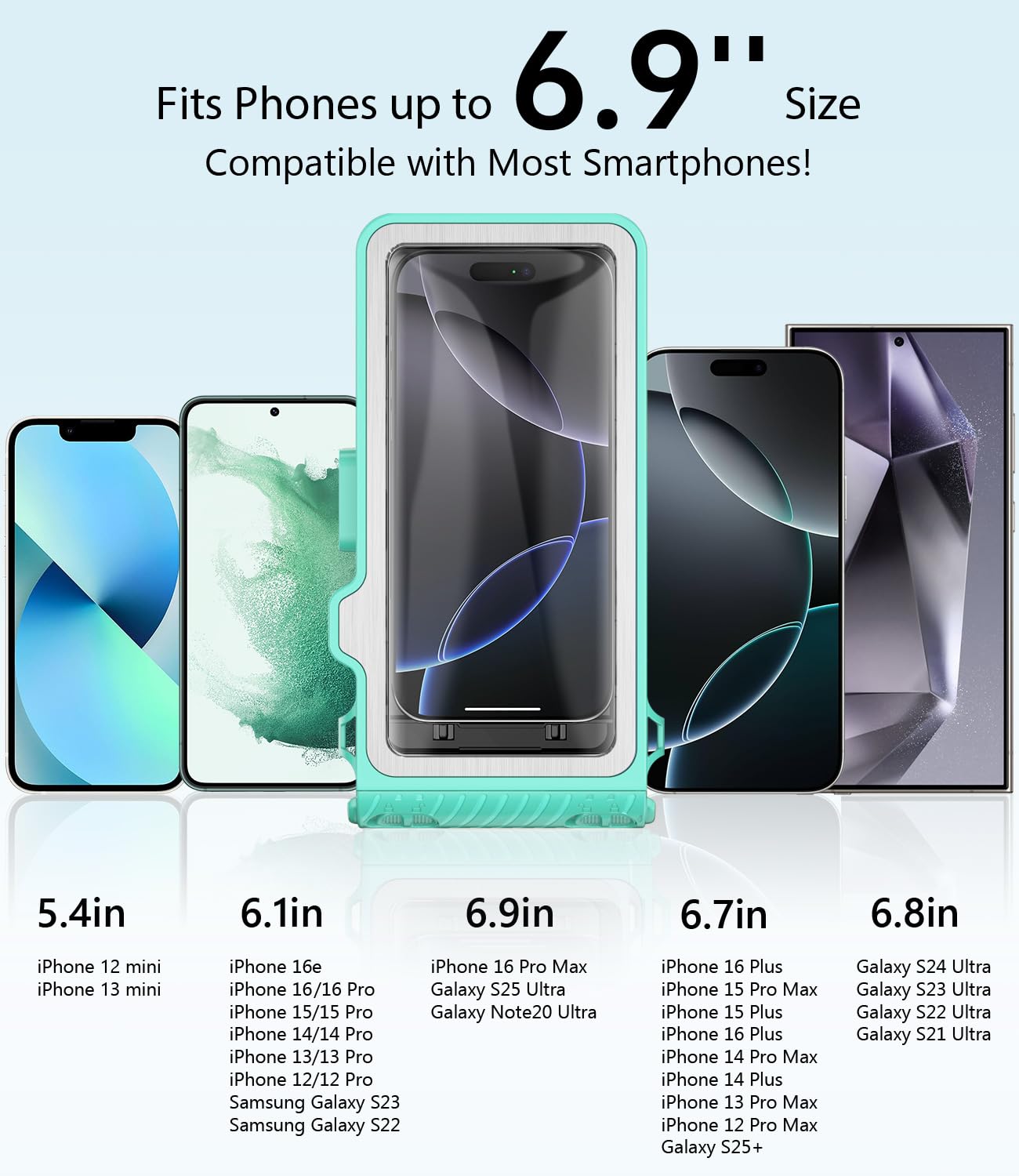 Funda impermeable para esnórquel, carcasa de pantalla táctil subacuática, universal, IP68, impermeable, para fotografía y video, para iPhone, Samsung Galaxy Series, hasta 6.9 pulgadas, color verde