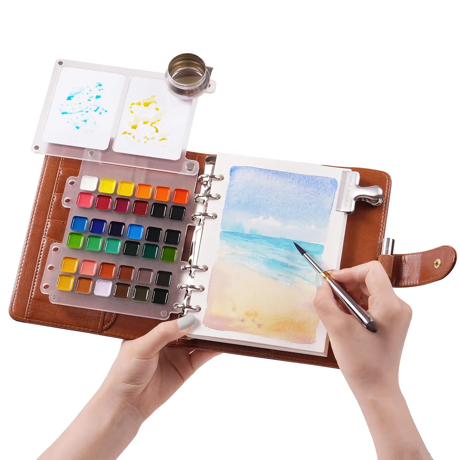 kit aquarelle voyage portable 24 godets