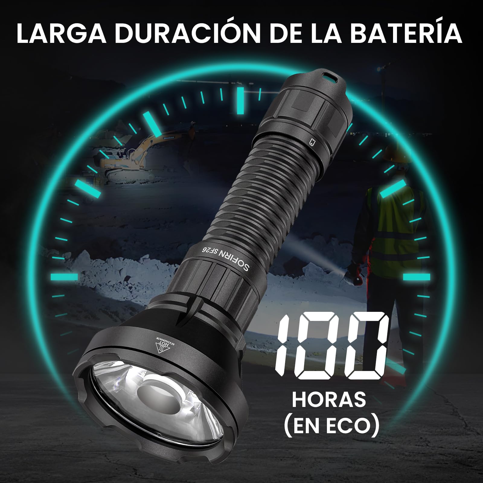 Sofirn SF26 Linterna Táctica 2000 lm, 964 m Largo Alcance Linterna LED, Interruptor Trasero Táctico y Acceso Rápido a Estrobo, USB-C Recargable, IPX8 para Outdoor, Caza, Seguridad