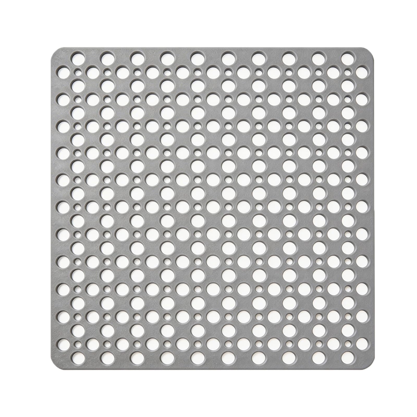 70 x 70 cm, szara, antypoślizgowa, z termoplastycznego elastomeru poliestrowego, mata antypoślizgowa pod prysznic z przyssawkami, mata łazienkowa z otworami odpływowymi, kwadratowa mata do wanny