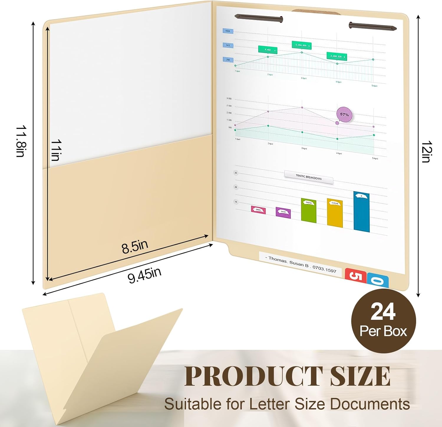 Skyygemm 24 Pack End Tab Pocket Folder with Fastener, Manila Classification Folders with 2 Prongs, Straight Cut Tab, Half Page Pocket Inside Front, Letter Size 3 719+9uUOFyL. AC SL1500