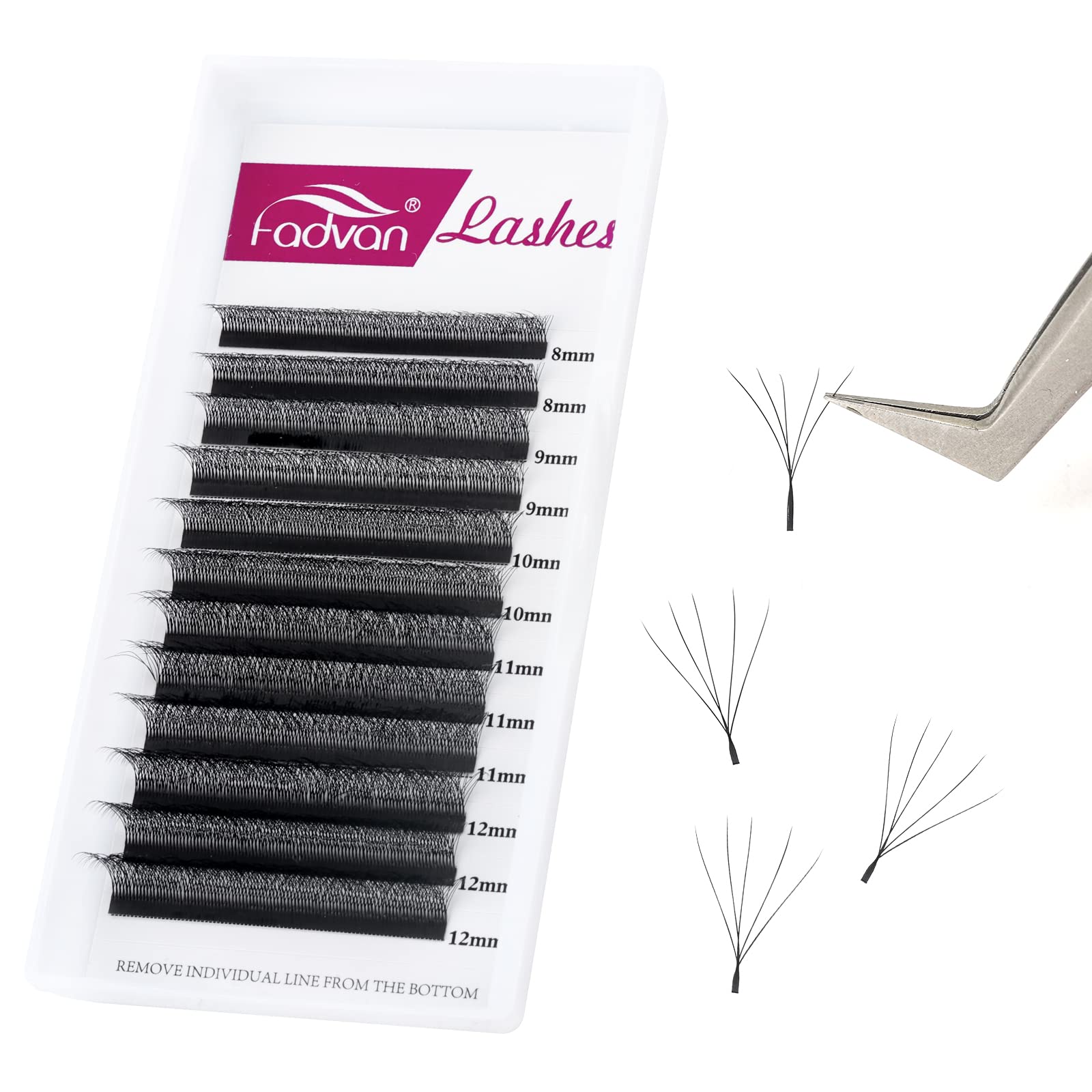 FADVANVolume Eyelash 5D W Cross Y Premade Fans Eyelash Extension Cluster Lashes Self Fan Individual Eyelashes by Matte Black (8-14Mix, 0.07D)