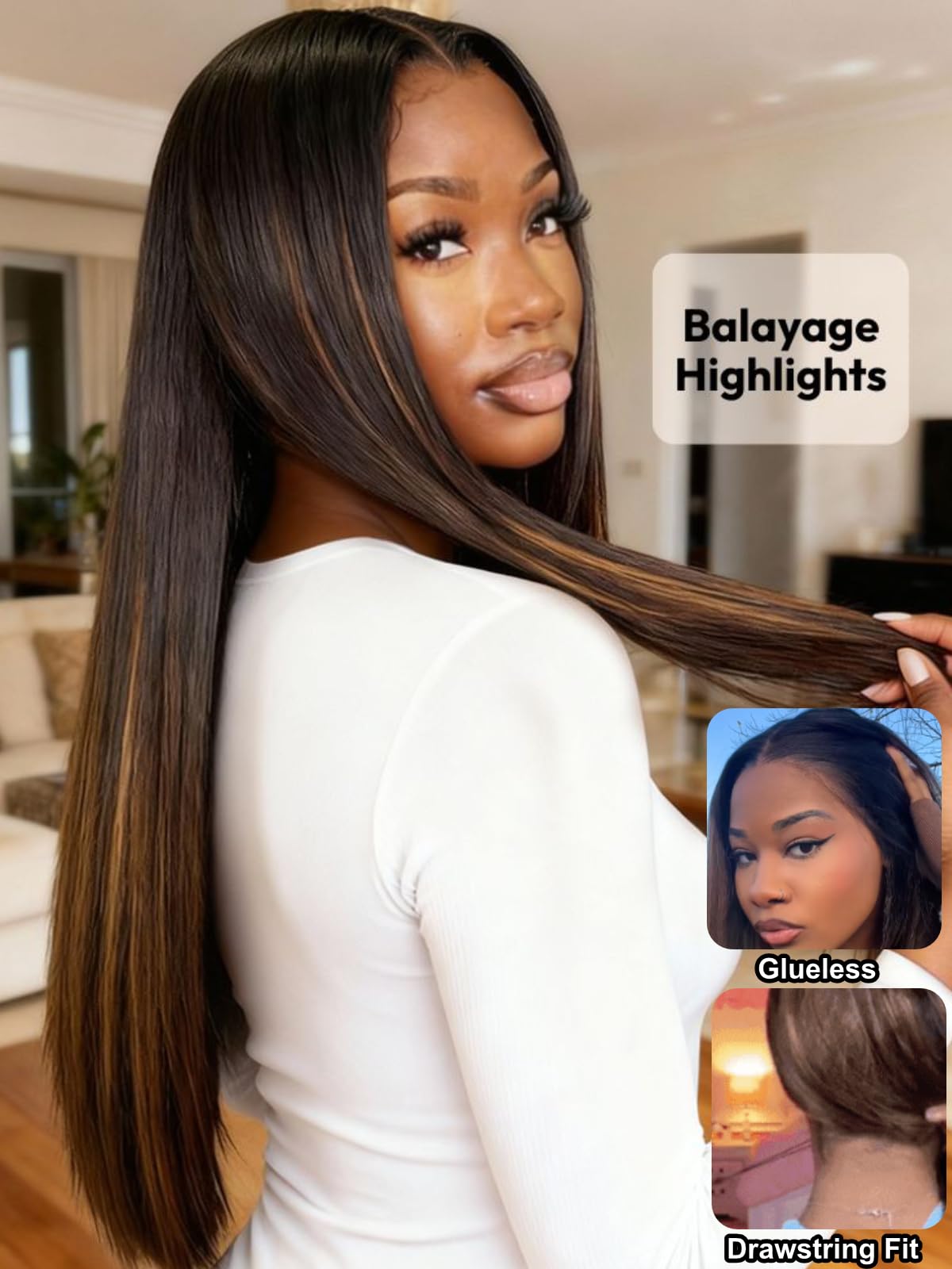 UNICE Bye Bye Knots 7x5 Pre Cut Lace Front Glueless Wig Black Cherry Layered Wig Straight Human Hair Put on and Go Wig Pre Plucked Natural Hairline Bleached Invisible Knots 180% Density 22 Inch 22 Inch Black Cherry｜Bye Bye Knots Wig