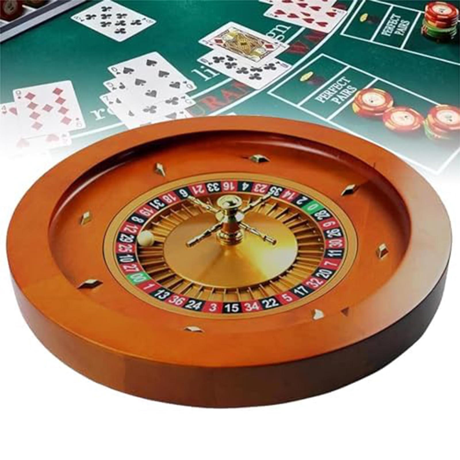 Generico Ruota della Roulette in Legno con Rotore in Alluminio per Feste