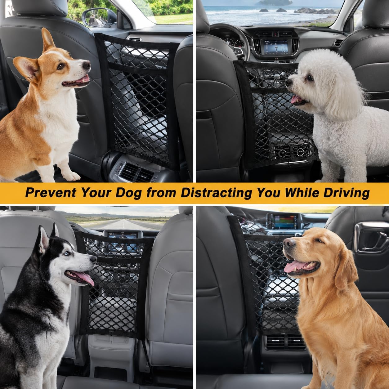 Dog Car Net Barrier Pet Barrier with Car Mesh Organizer for Dog & Child ， image 3