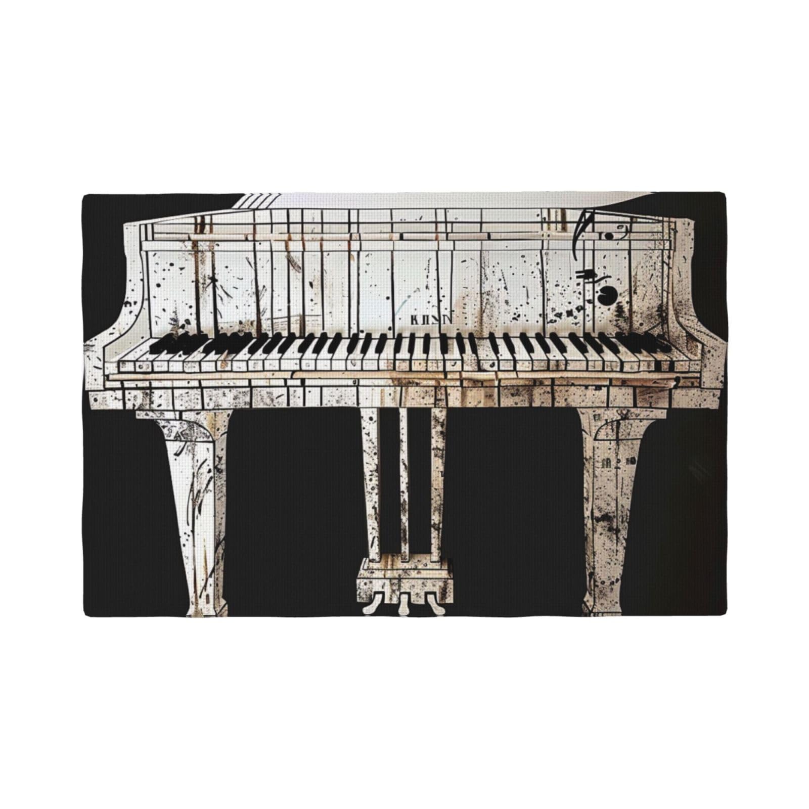 Piano Print Placemats Set, Heat Resistant Washable Placemat 12x18in Table Mats for Party Kitchen Dining Table Decoration Indoor Outdoor, Six Piece