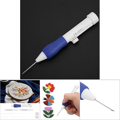 Miniatura 7 de Un caso de juego de bolígrafo de bordado mágico, juego de punzones de costura para roscas y herramientas de bricolaje con estuche (kit de