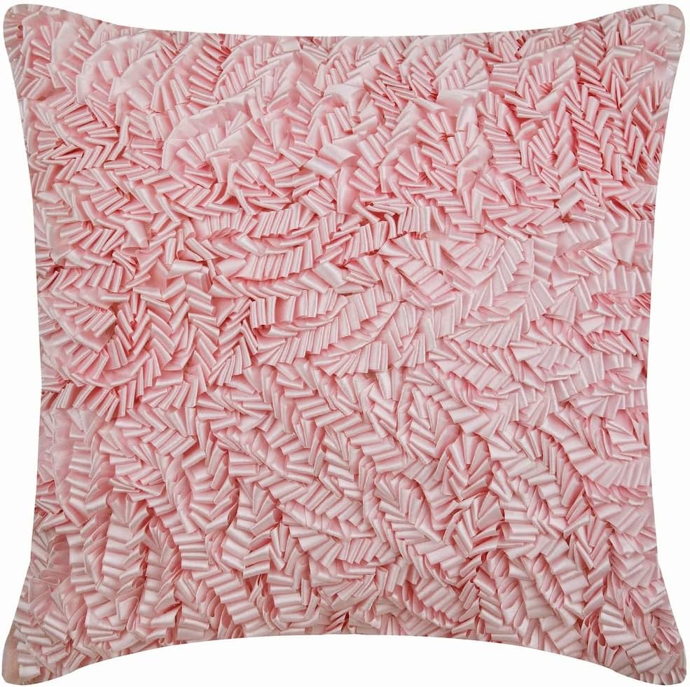 The HomeCentric Rosa Fucsia 40x40 cm Art Silk Fodere per cuscini per divani, Traliccio, Reticolo, Motivo, Perline Rosa Seta Cuscini di lancio di accento, Moderno Geometrico - Fuchsia N Silver