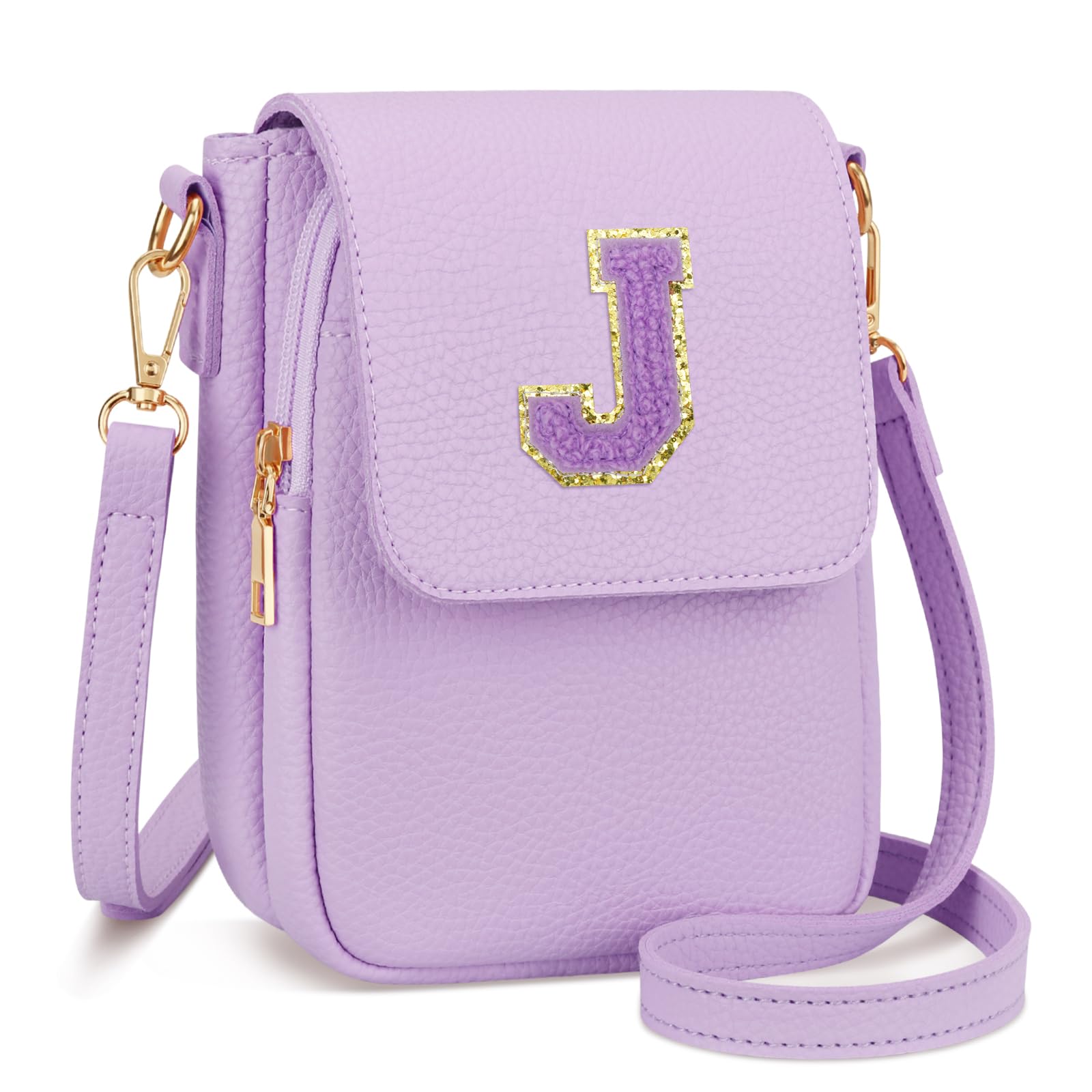 CLOUDWINGS Gift for Girls Small Initial Crossbody Bag for Teens Vegan Leather Cell Phone Kids Purse