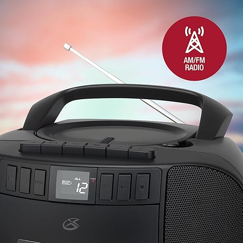 Vista 13 de GPX BCA209BU Boombox portátil Am/FM con CD y reproductor de cassette, azul