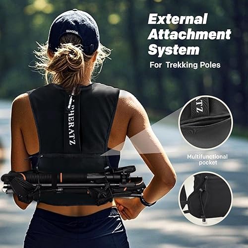 Miniatura 5 de Alpheratz Chaleco de hidratación para correr con vejiga de agua de 16.9 fl oz, correas ajustables ligeras para el pecho, mochila de hidratación para