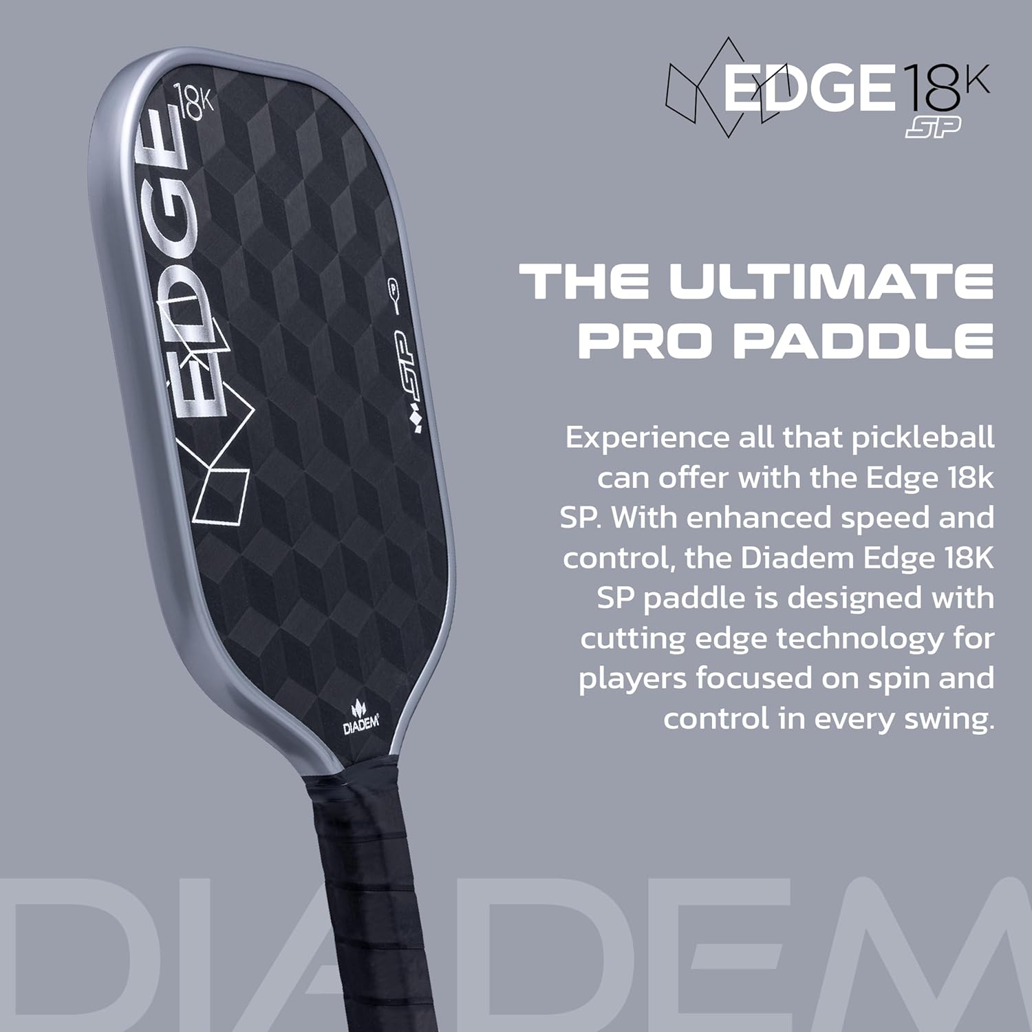 Diadem Edge 18K SP Pickleball Paddle | Raw 18K Carbon Face for Max Spin & Speed, Thin 14mm Core for Lightning Fast Hands, Power and Precision Control, Elite Touch | Pro Performance Paddle - Image 2