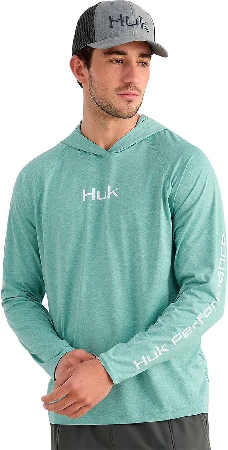 HUK Men's Airweight Hoodie, Lightweight Upf 30+ Performance Fishing Hooded Shirt With Recycled Polyester and Stretch Fabric