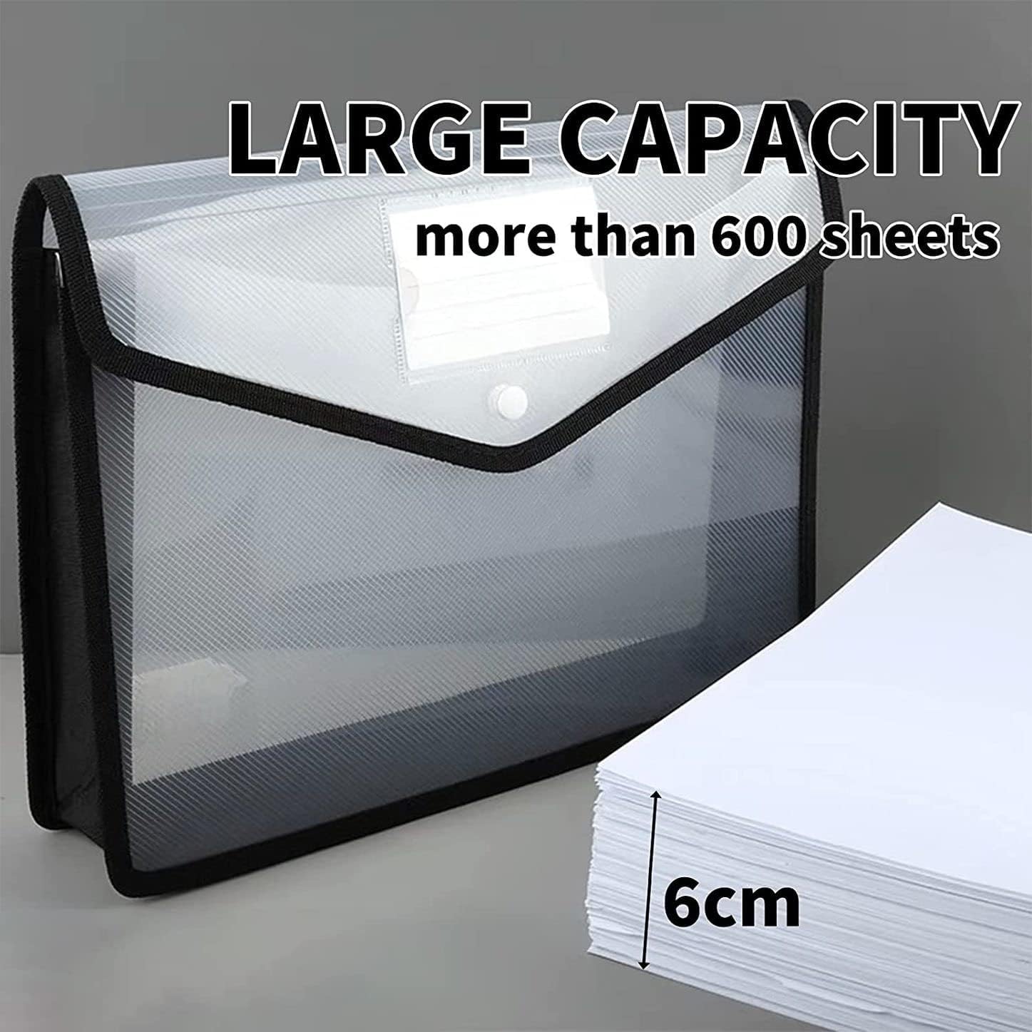 ANG A4 Plastic File Folder Poly Envelope Expanding File Wallet Document Organizer with Snap Closure & Label Pocket Clear Coloured Waterproof Accordion File Pouch for Office Home Storage- Set of 2 2