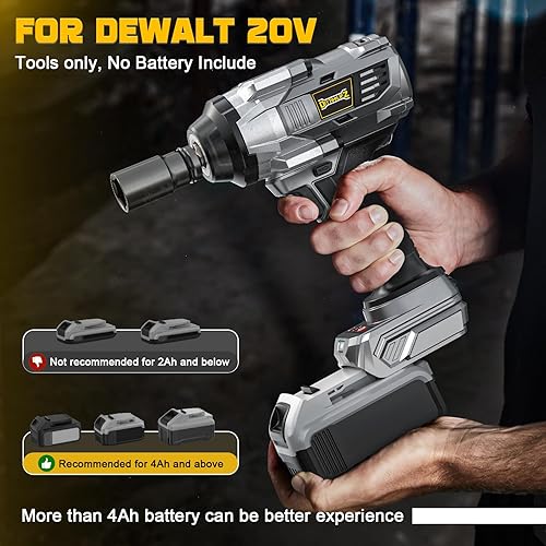 Miniatura 4 de Llave de impacto inalámbrica de 1/2 pulgada para batería Dewalt de 20V, 1000FT-LBS(1360N.m) Pistola de impacto eléctrica sin escobillas, Llave de