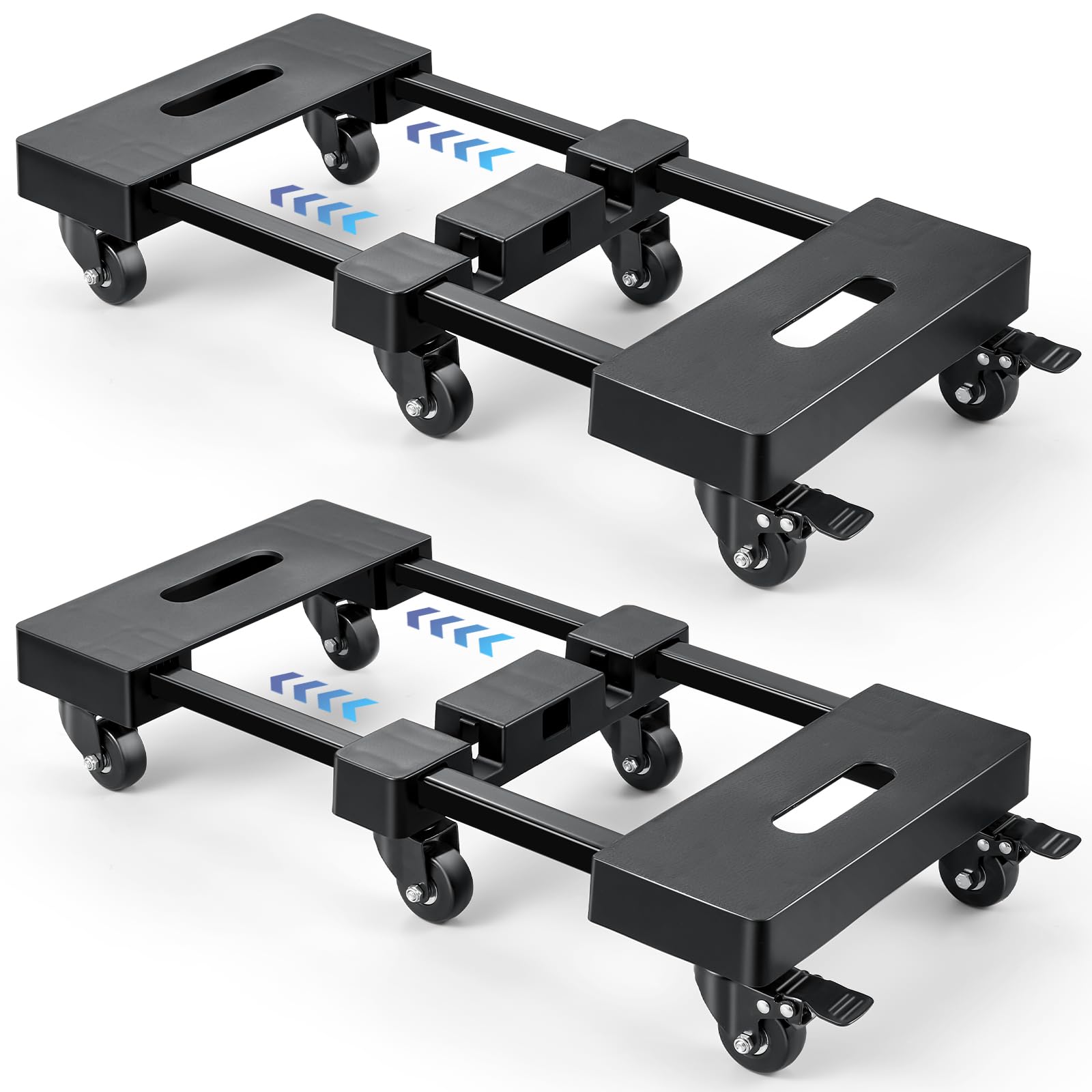 KEDSUM Furniture Dolly with 6 Swivel Casters, Expandable Moving Dolly, 24in-12in Furniture Movers with Wheels, Flat Dollies Brake Wheels, Max 1600LBS