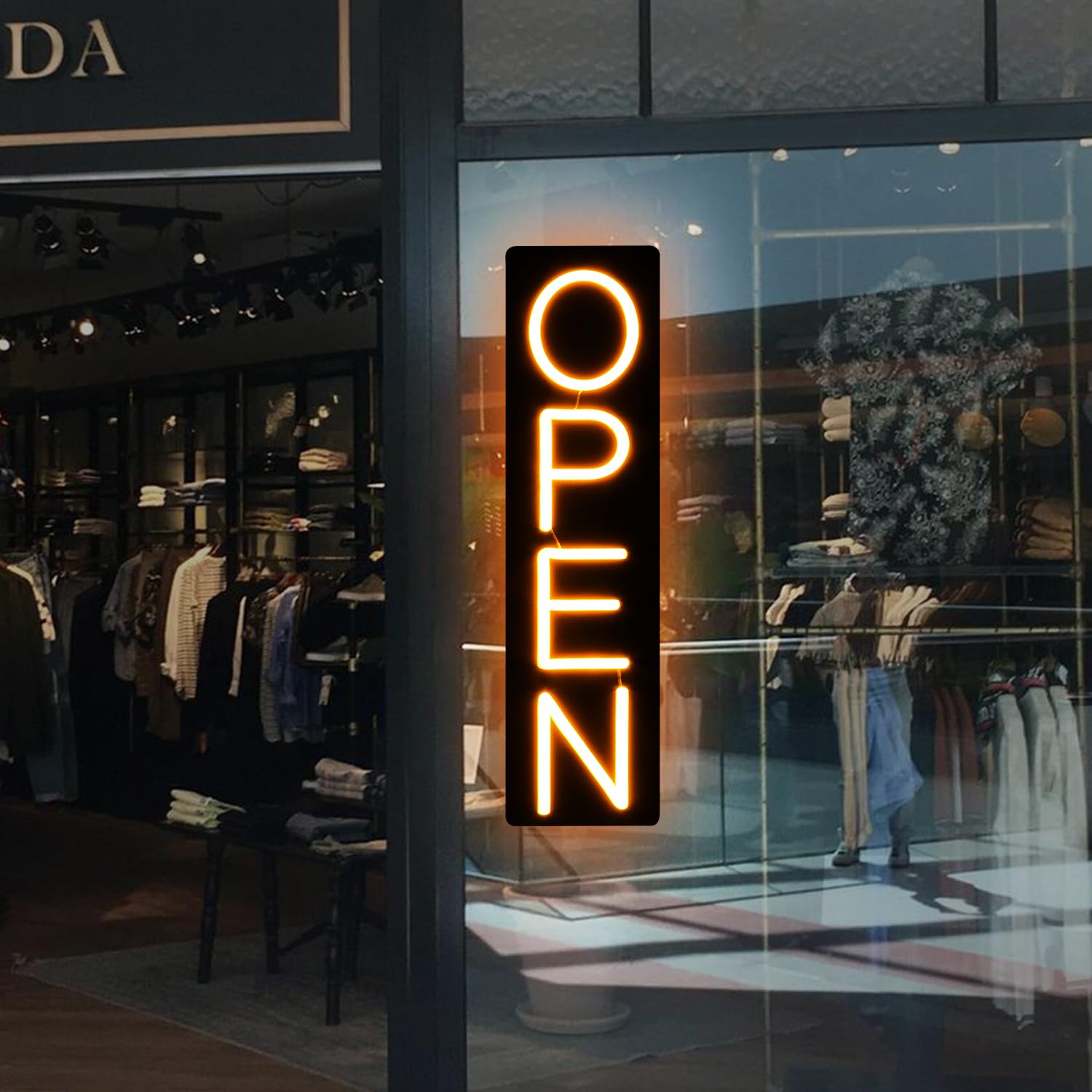 Open Signs for Business 12V/2A Ultra Bright LED Neon Open Sign Lighted Open Sign Electric Light Up Open Sign for Business Storefront Window Glass Door Retail Shop Store Bar Salon Restaurant (Yellow-Vertical, 32 Inch)