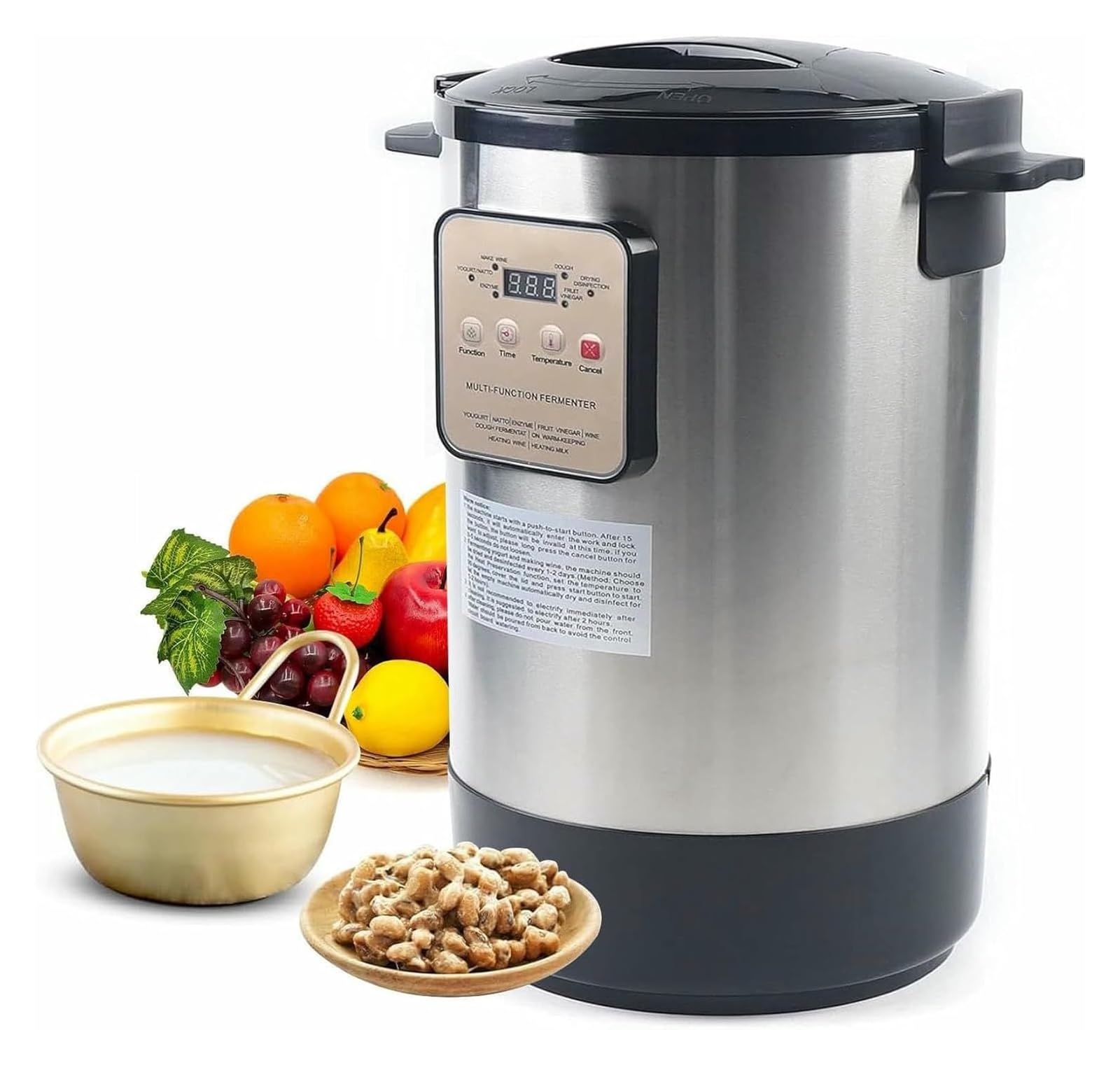 Macchina di fermentazione automatica in acciaio inossidabile da 12 litri for yogurt, enzimi, pasta e aceto di frutta con controllo intelligente del tempo e della temperatura